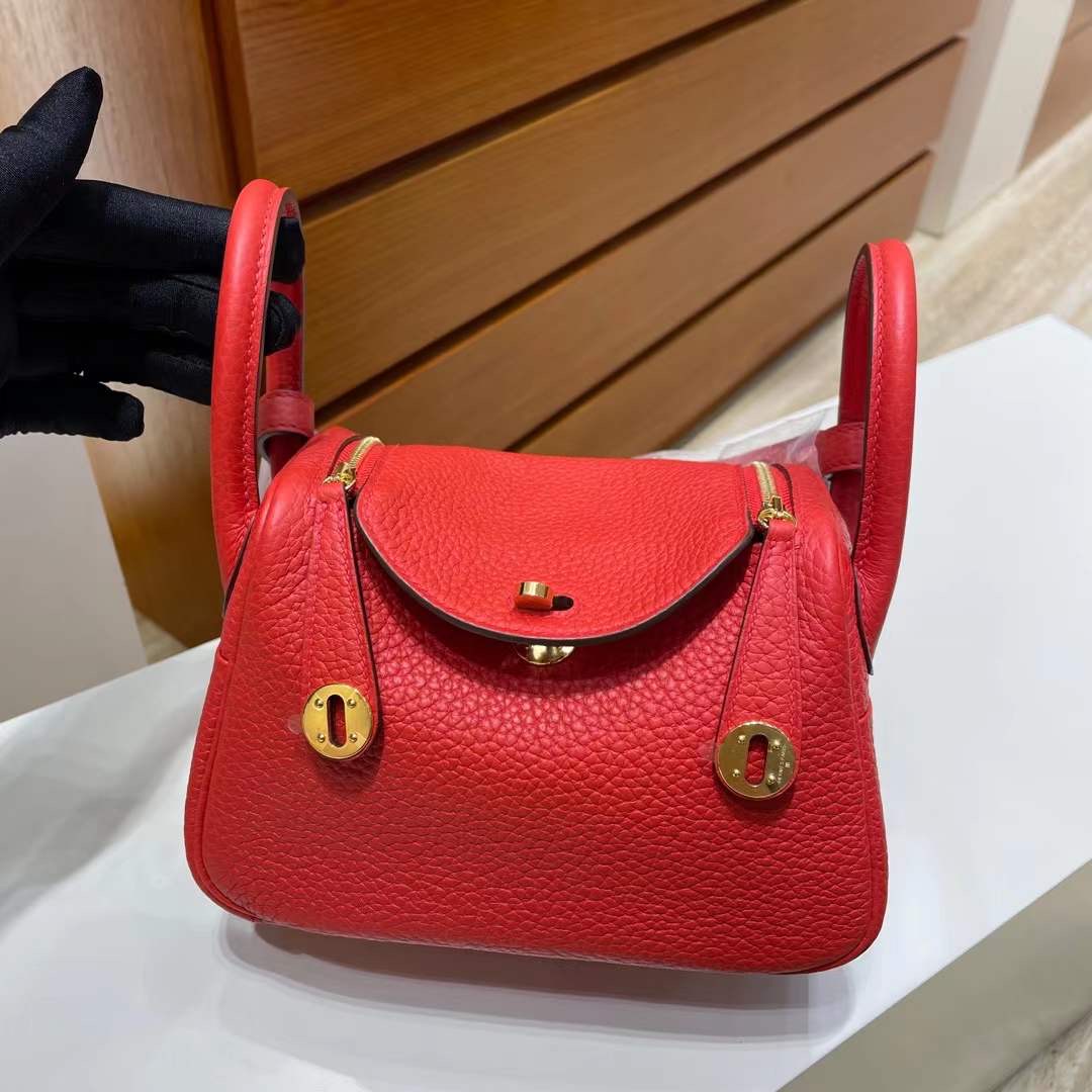 愛馬仕各國官方網站網址 Hermès Lindy Mini S3 Rouge de coeur 心紅色 Taurillon Clemence