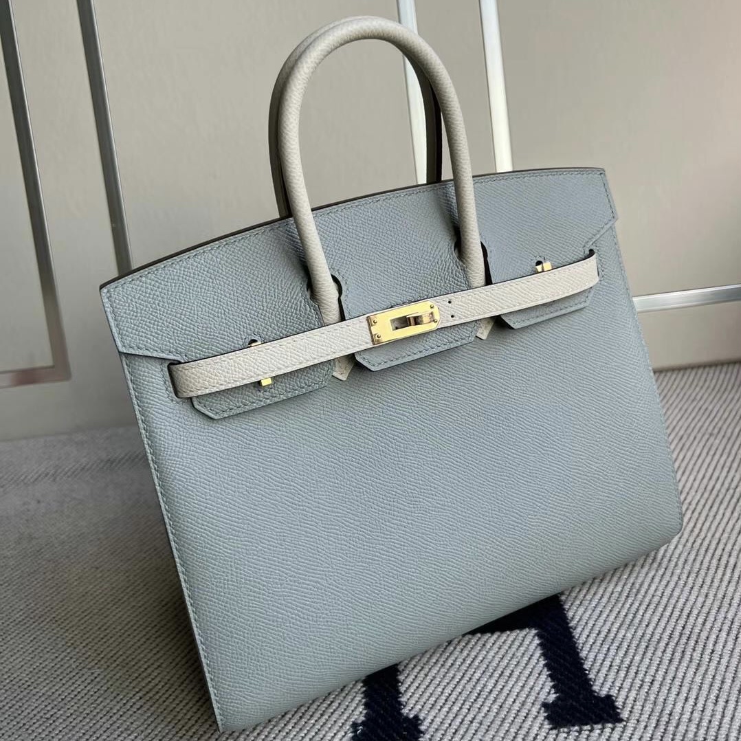 愛馬仕鉑金包拼色新加坡價格圖片 Hermes Birkin 25 HSS Sellier Epsom Bleu Glacier Craie 金扣