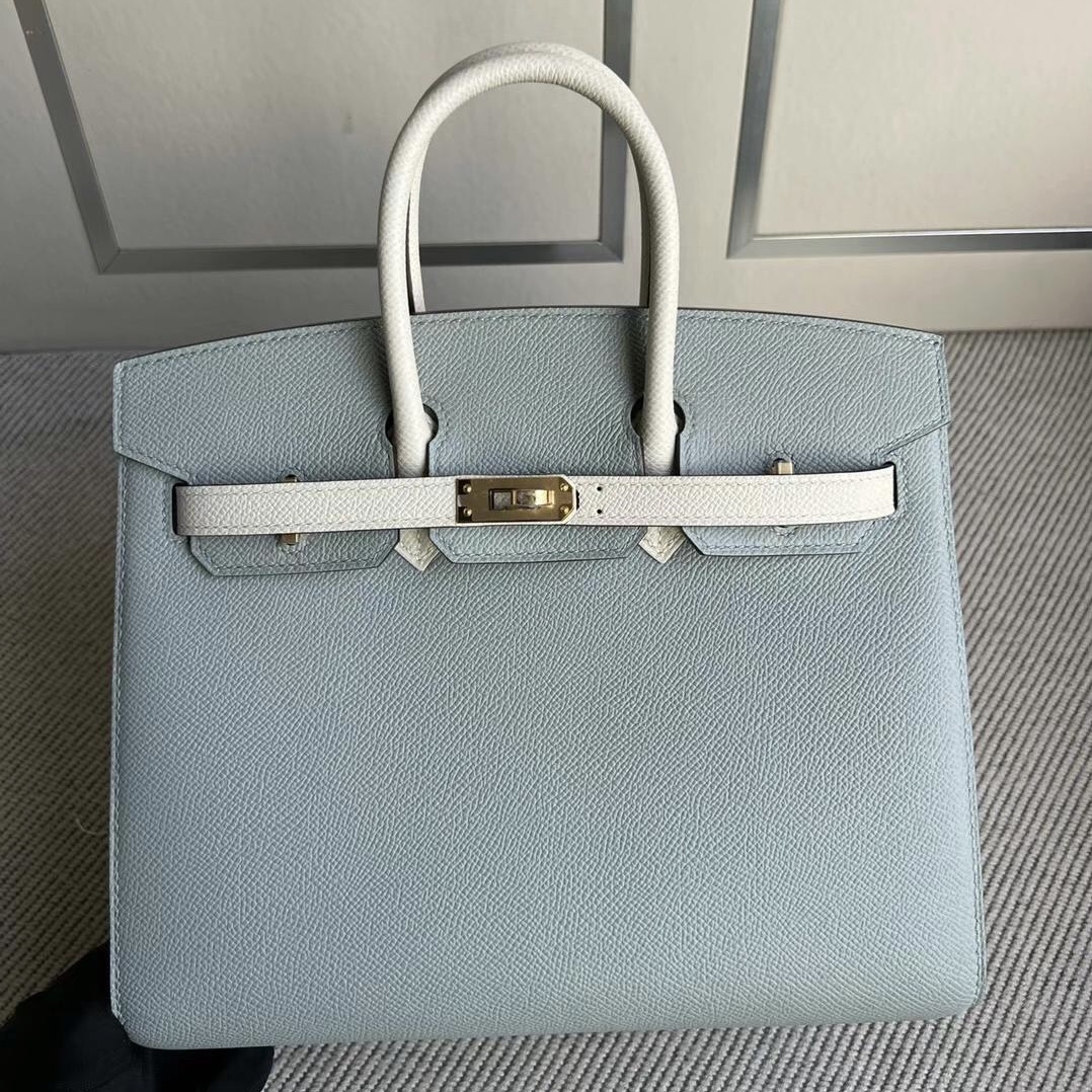 愛馬仕鉑金包拼色新加坡價格圖片 Hermes Birkin 25 HSS Sellier Epsom Bleu Glacier Craie 金扣