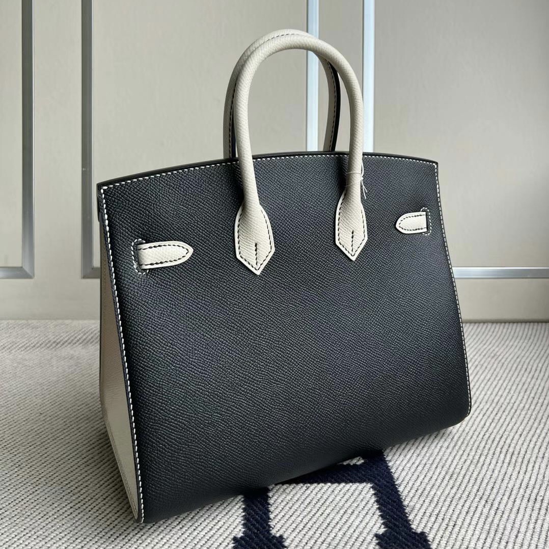 愛馬仕鉑金包拼色新加坡價格圖片Hermes Birkin 25 HSS Sellier Epsom Noir nata金扣