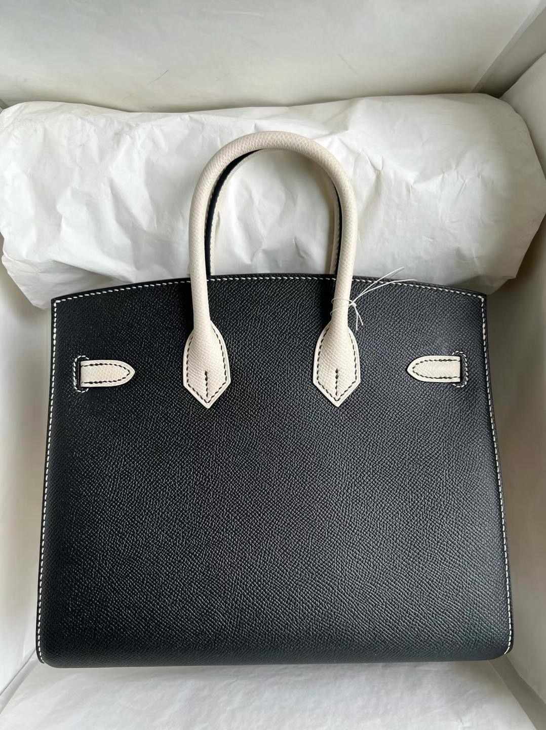 愛馬仕鉑金包拼色新加坡價格圖片Hermes Birkin 25 HSS Sellier Epsom Noir nata金扣