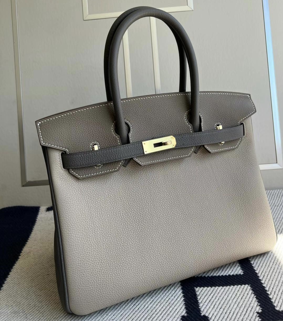 新加坡愛馬仕鉑金包官網 Hermes Birkin HSS 30 Togo Gris Tourterelle Etoupe Etain 金扣