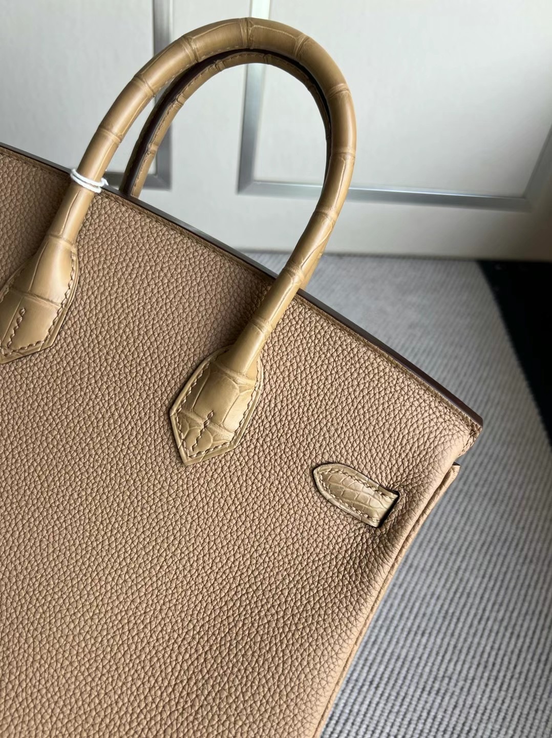 愛馬仕包包圖片及價格Hermes Price Birkin25 Touch Togo crocodile Chai 瑪薩拉茶色玫瑰金扣