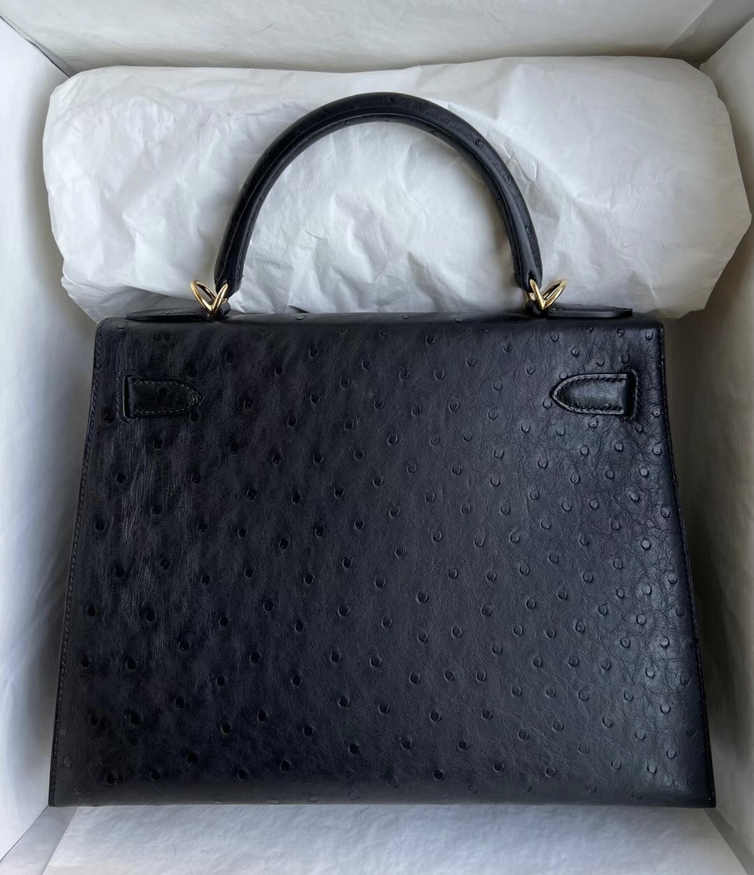 新加坡愛馬仕官網包包圖片 Hermes Price and pictures Kelly 28 Ostrich Noir 黑色金扣