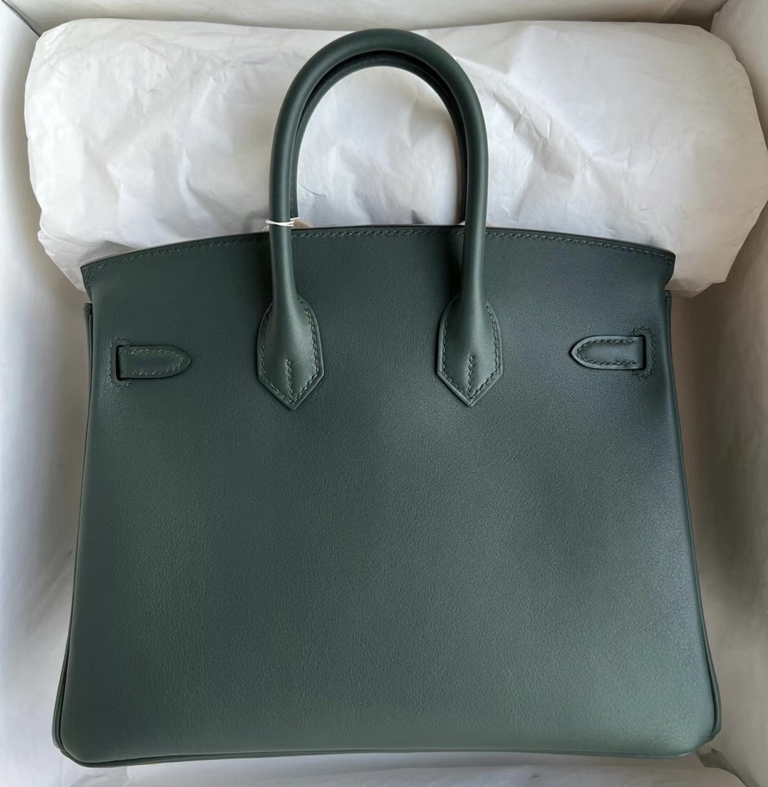 新加坡愛馬仕官網 Hermes Price and pictures Birkin 25 Swift Vert Cypress 松柏綠金扣