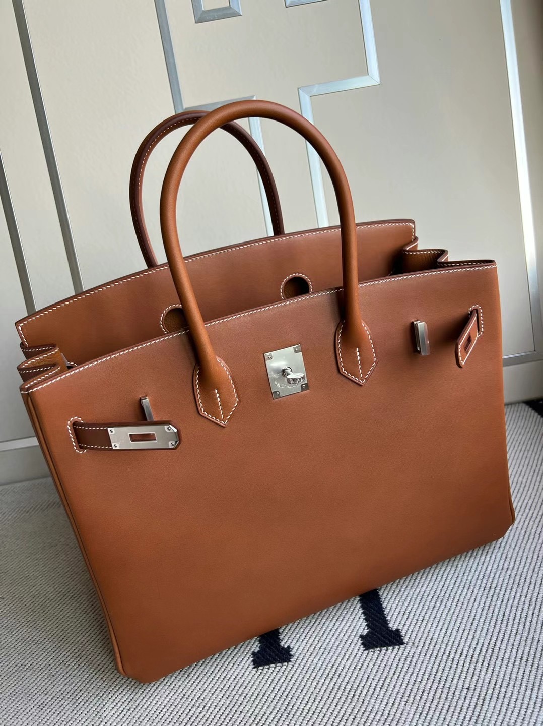 新加坡愛馬仕官網包包 Hermes Price Birkin 35 Fauve Barenia Natural 馬鞍皮銀扣