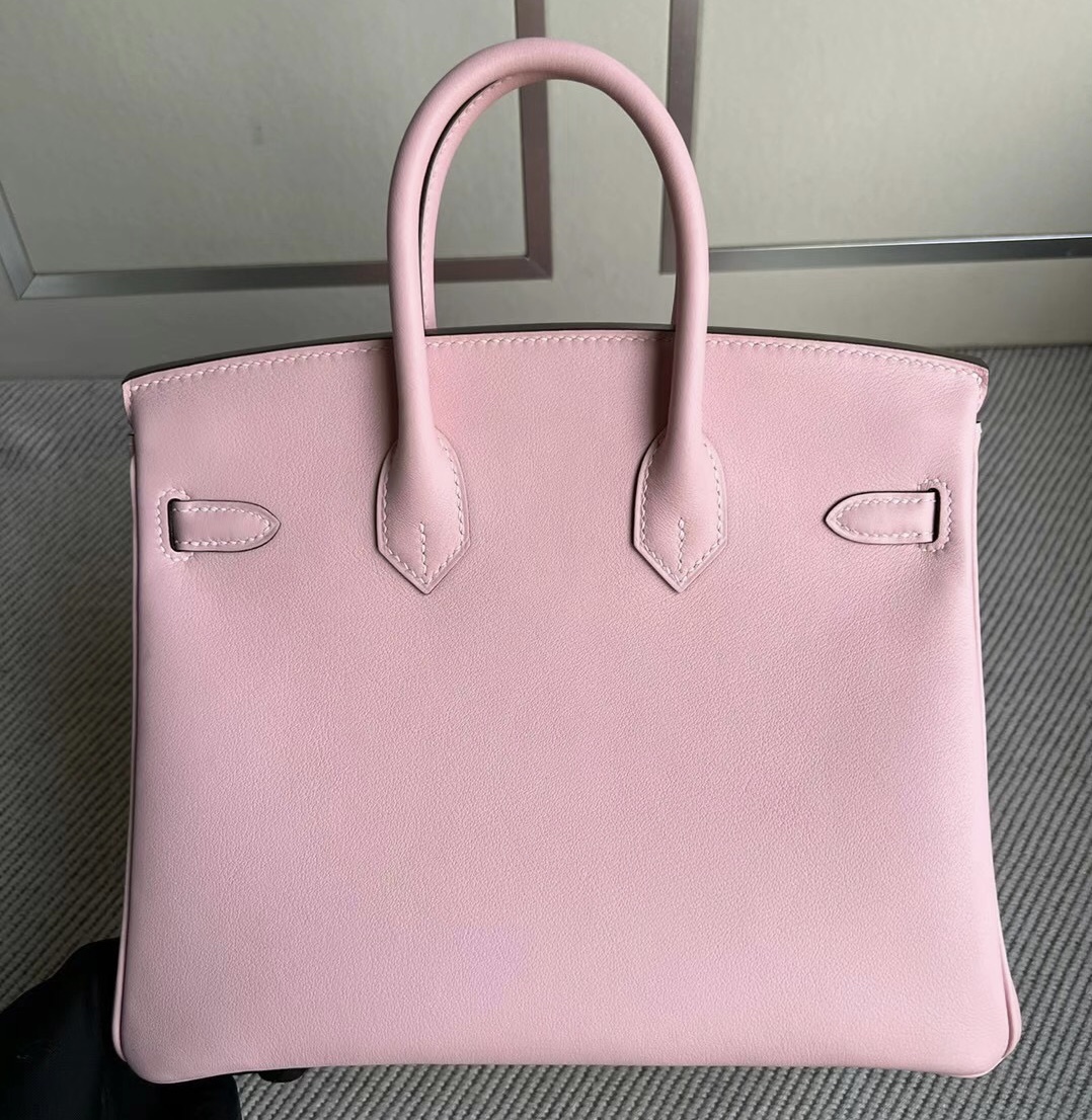 愛馬仕中國官方網站 鉑金包25售價 Hermes Birkin25 Swift Rose Sakura內拼Blue Atoll馬卡龍藍銀扣