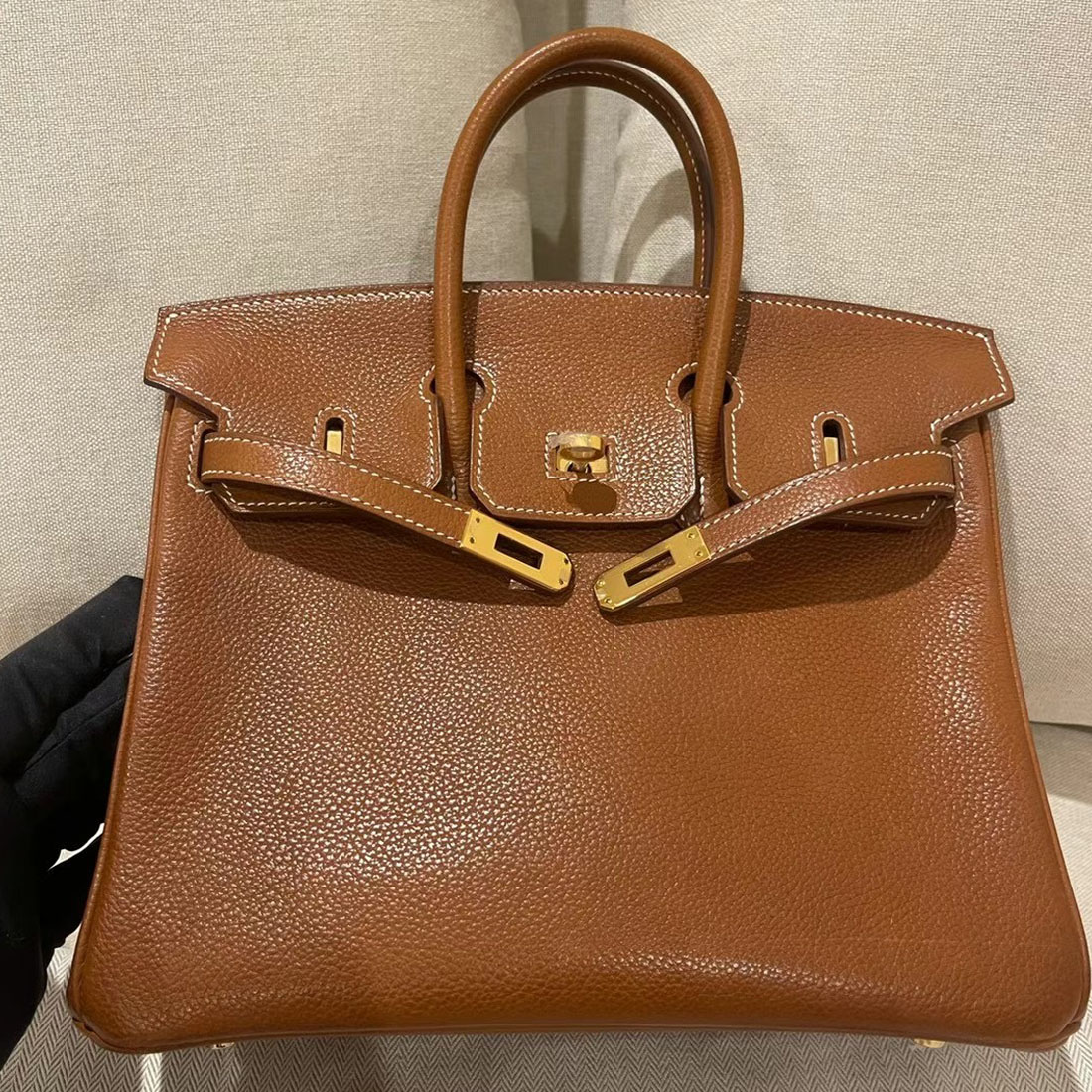 愛馬仕鉑金包價格官網 Hermes Birkin 25 Barenia Foubourg 福寶 馬鞍皮 金扣