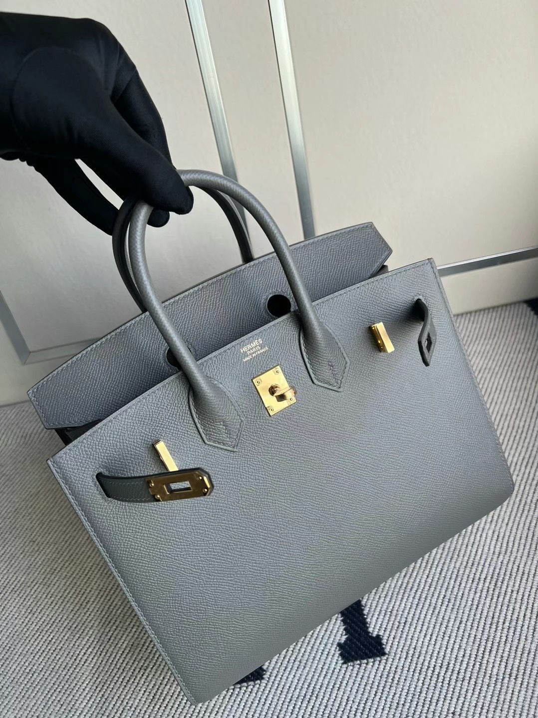 Singapore Hermès Birkin 25 外縫 Sellier Epsom 0L Gris Meyer 積雨雲灰 Stamp B 刻