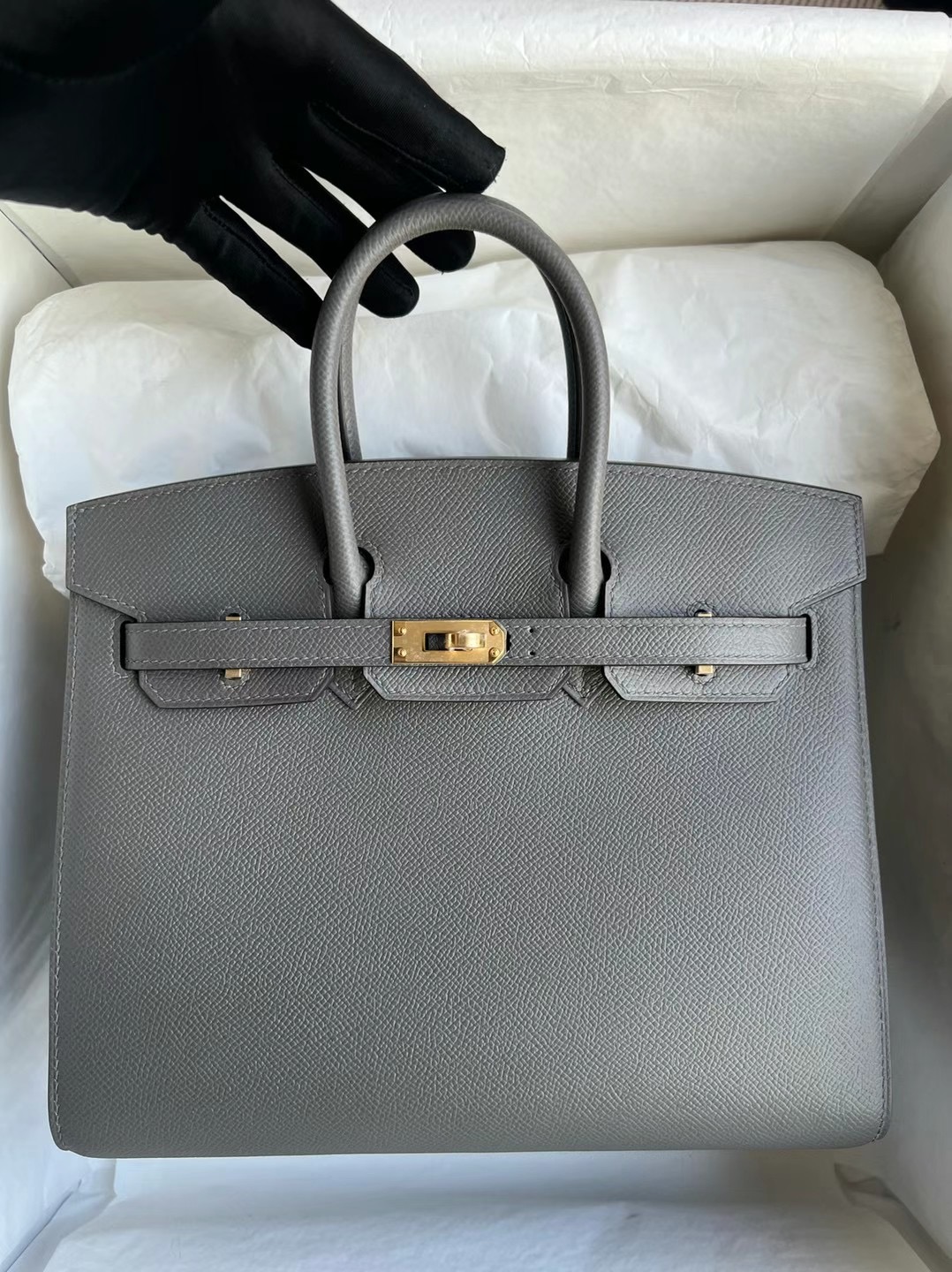 Singapore Hermès Birkin 25 外縫 Sellier Epsom 0L Gris Meyer 積雨雲灰 Stamp B 刻