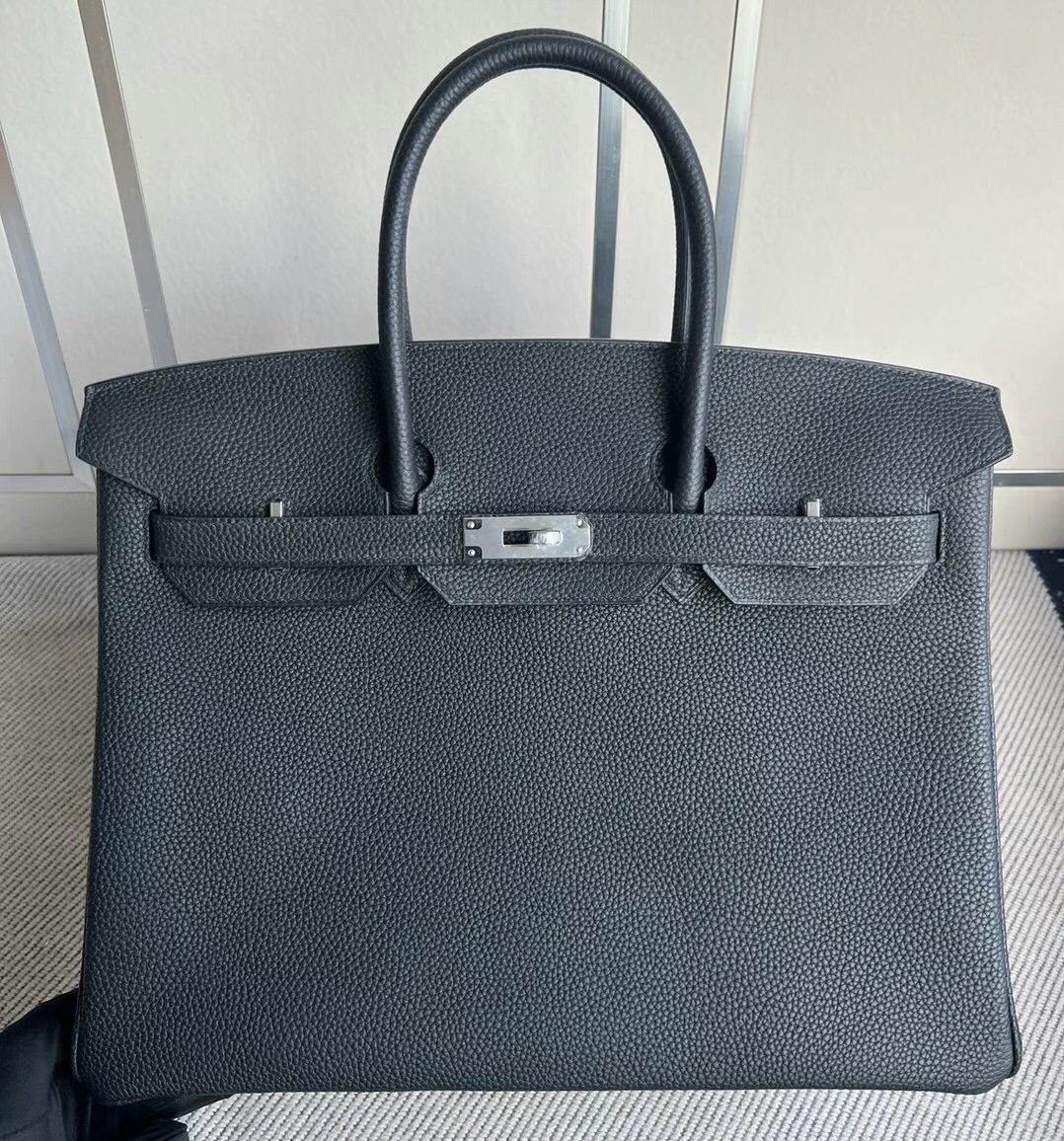 愛馬仕鉑金30黑色包價格 Hermes Birkin 35 Togo Noir 黑色 銀扣 Stamp U