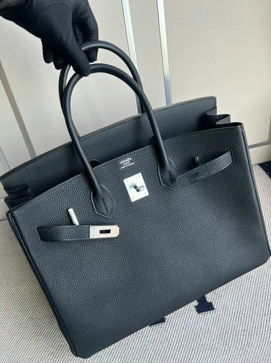 愛馬仕鉑金30黑色包價格 Hermes Birkin 35 Togo Noir 黑色 銀扣 Stamp U