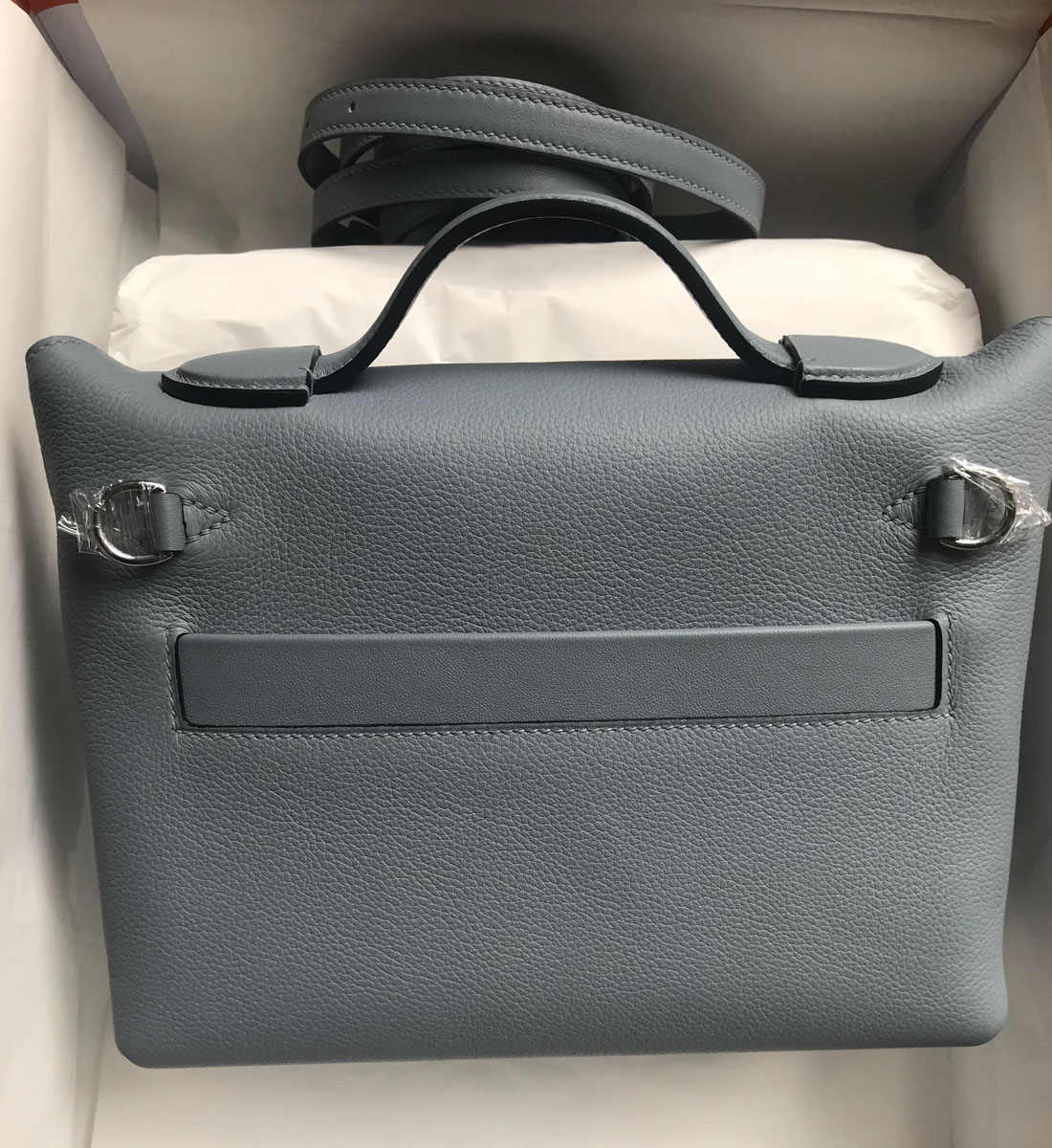 愛馬仕2424mini官方售價 Hermès Kelly 24/24 MINI Evercolor 拼 Swift J7 blue lin 亞麻藍