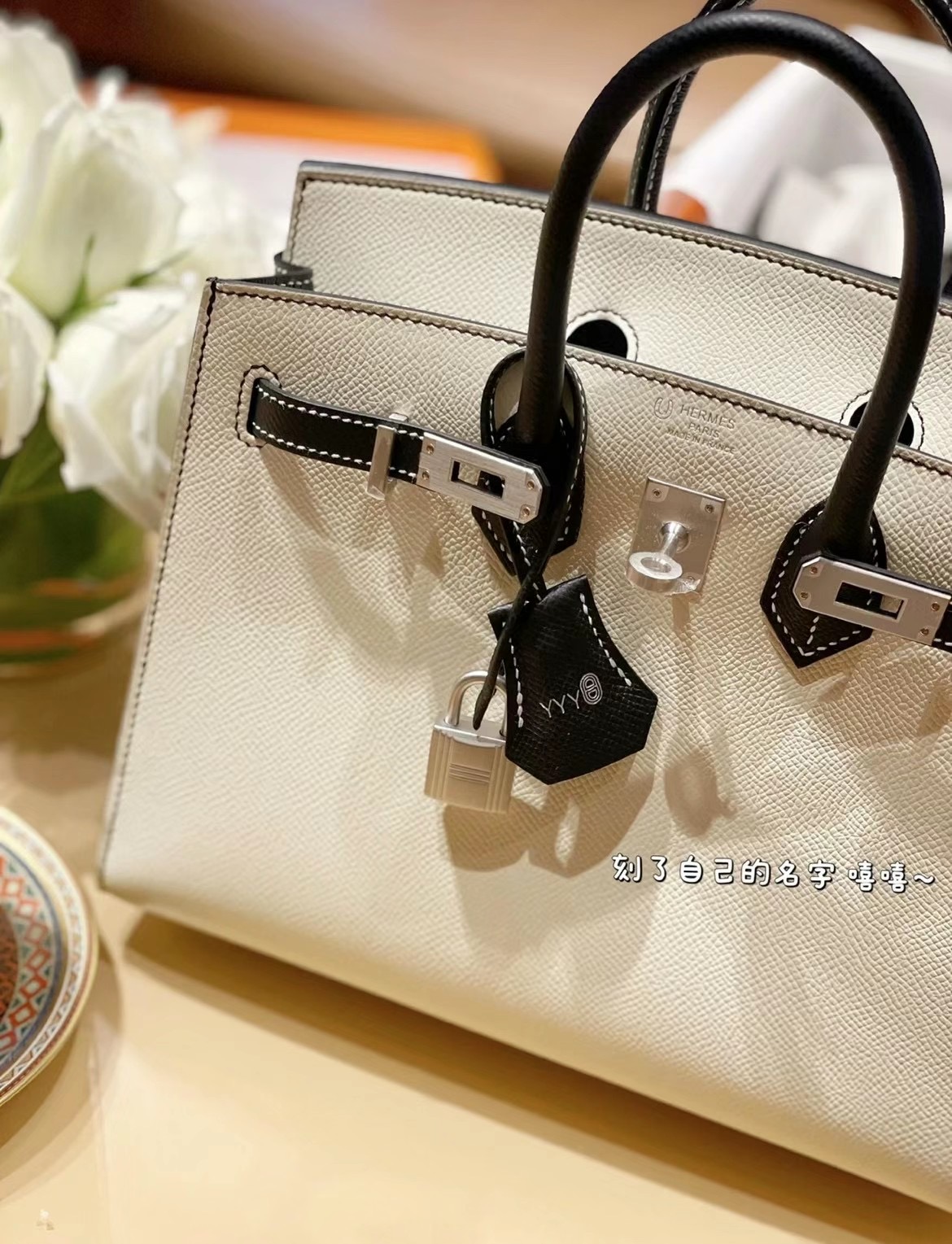 愛馬仕鉑金包黑配白圖片大全 Hermes Birkin 25 HSS外縫So Epsom Nata/Noir磨砂銀扣