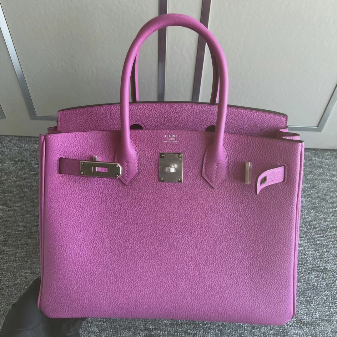 愛馬仕鉑金包價格官網 Hermes Birkin 30 Togo 9I Rose Magnolia 玉蘭粉 銀扣