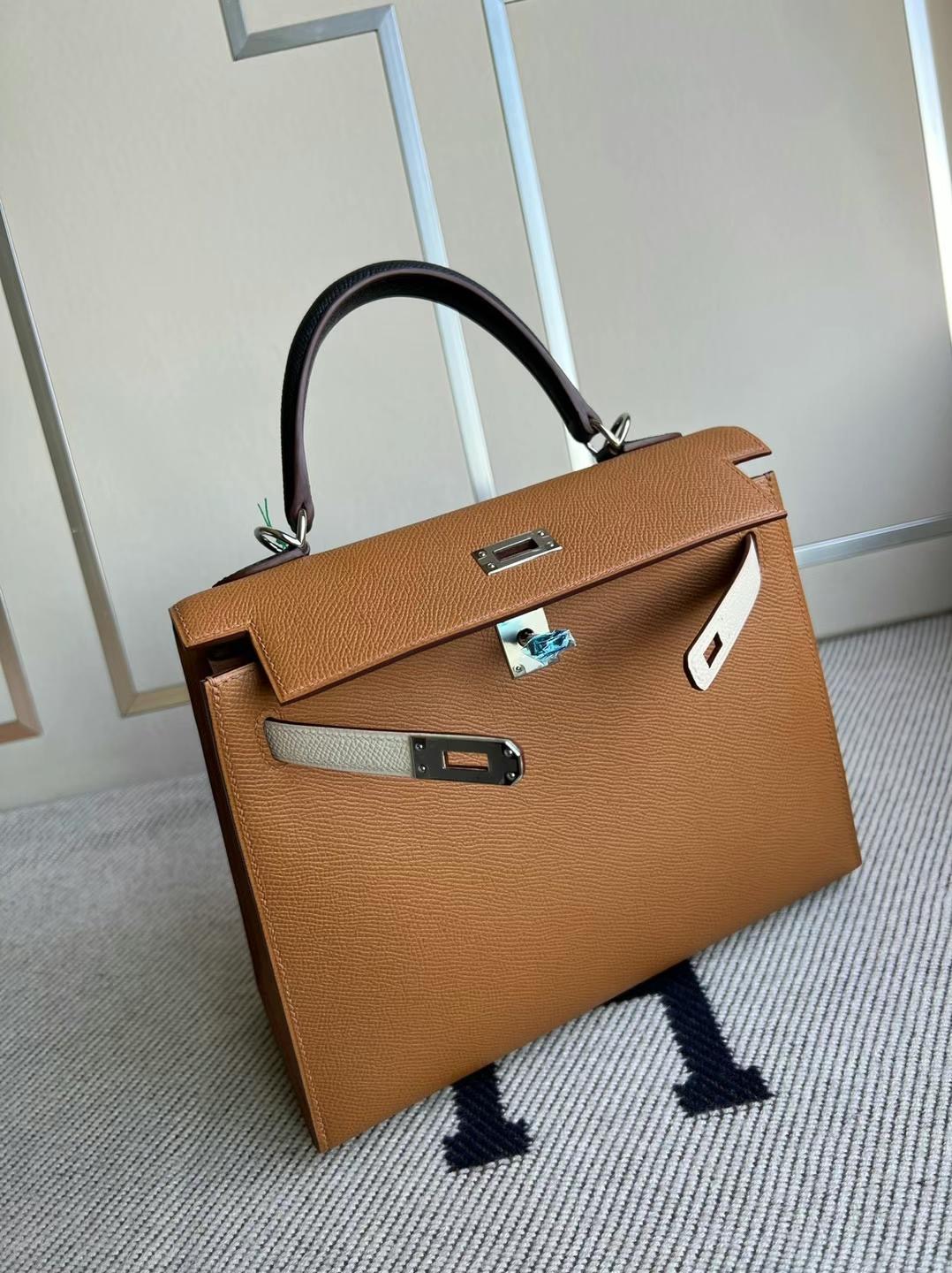 愛馬仕 Hermes Kelly 25 HSS三拼色 Epsom Gold /Craie/Noir黑色銀扣