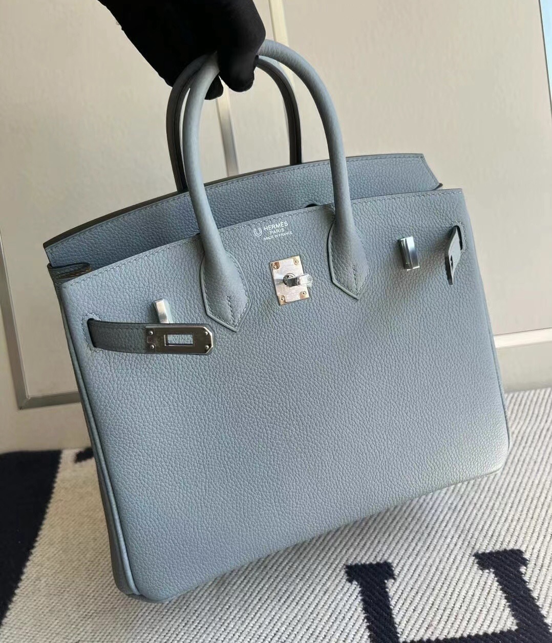 愛馬仕鉑金包內拼色 新加坡價格圖片 Hermes Birkin 25 Togo blue lin內拼beige de weimer銀扣