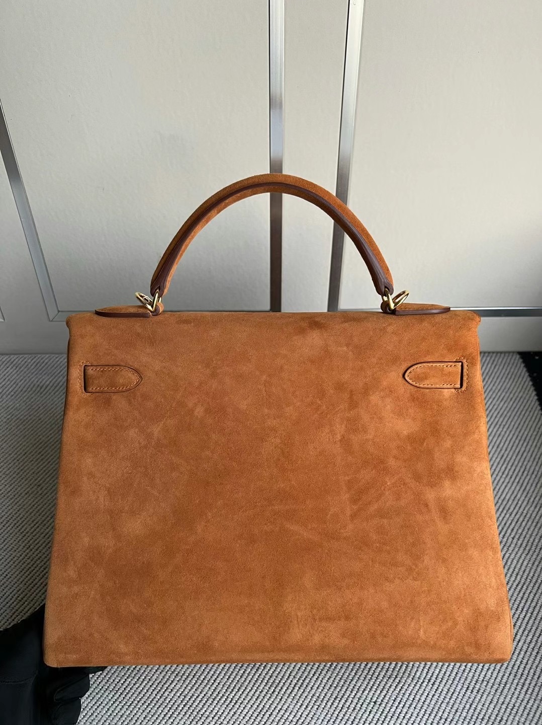 Hermes Kelly 32cm Suede Doblis Suede 麂皮 內縫 37 Gold 金棕色 金扣