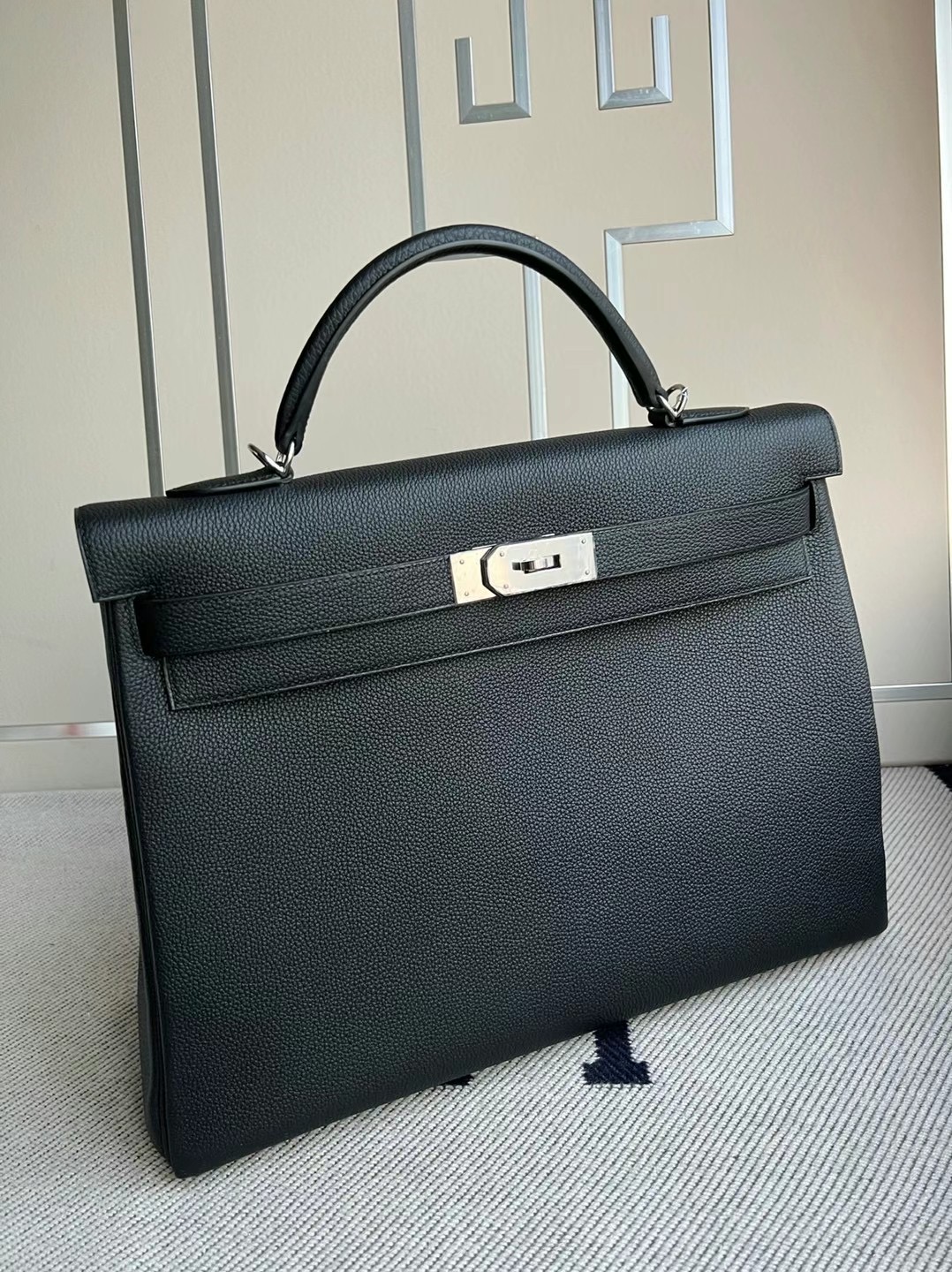 Hermes Kelly 40cm Togo 89 Noir 黑色 銀扣 全手工蜜蠟線縫製