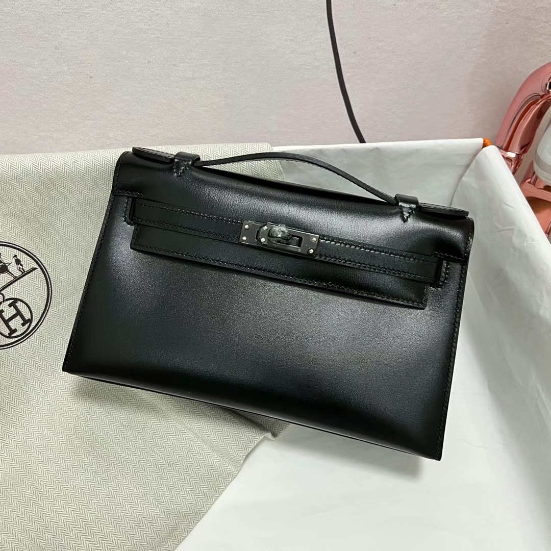 新加坡愛馬仕迷你凱莉一代多少錢 Hermes Mini Kelly Pochette BOX 黑色黑扣