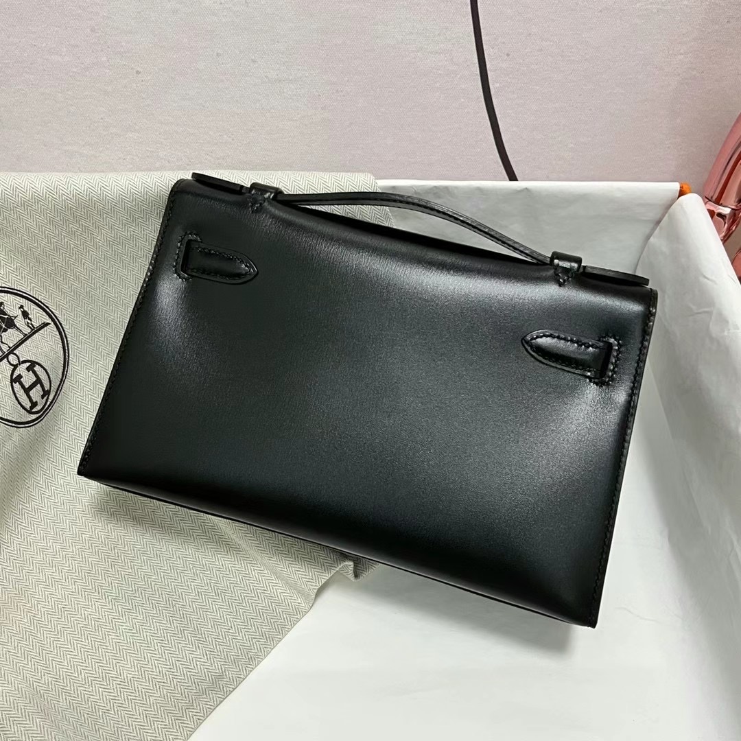 新加坡愛馬仕迷你凱莉一代多少錢 Hermes Mini Kelly Pochette BOX 黑色黑扣