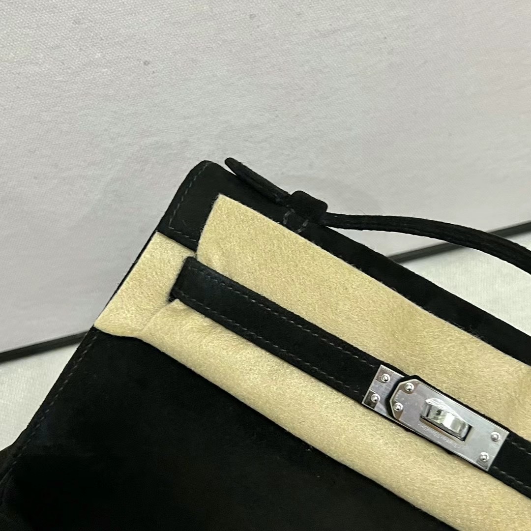 愛馬仕迷你凱莉一代香港價格多少錢 Hermes MiniKelly Pochette Boblis Suede 麂皮黑色銀扣