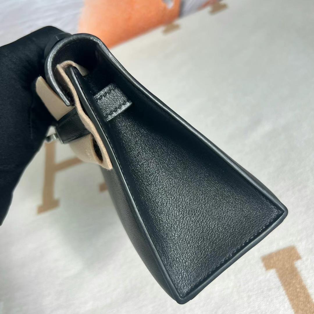 愛馬仕 Hermes Mini Kelly Pochette Swift CK89 Noir 黑色 銀扣