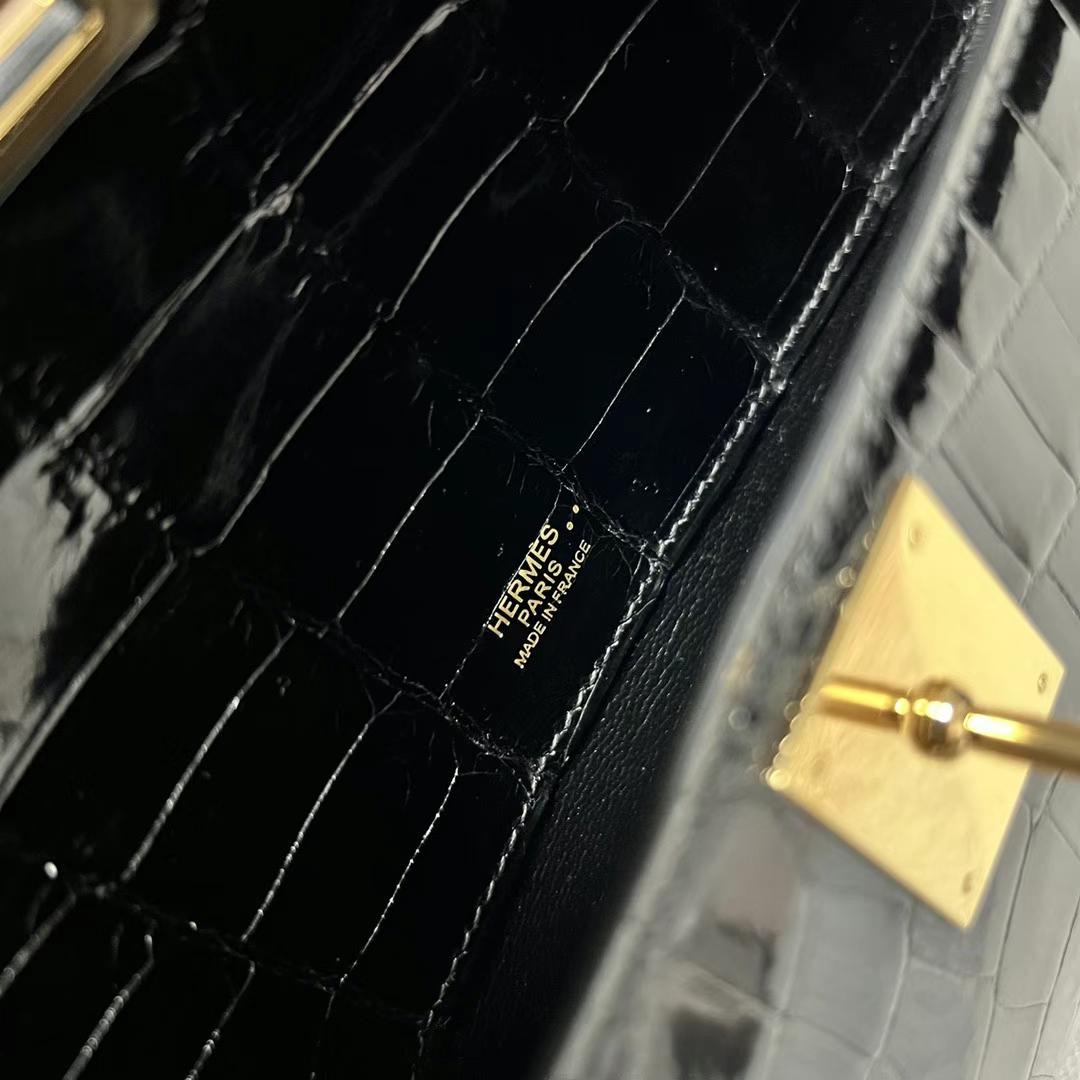 凱莉包新加坡愛馬仕官網價格及圖片 Hermes Kelly Cut 亮面尼羅鱷魚黑色 金扣