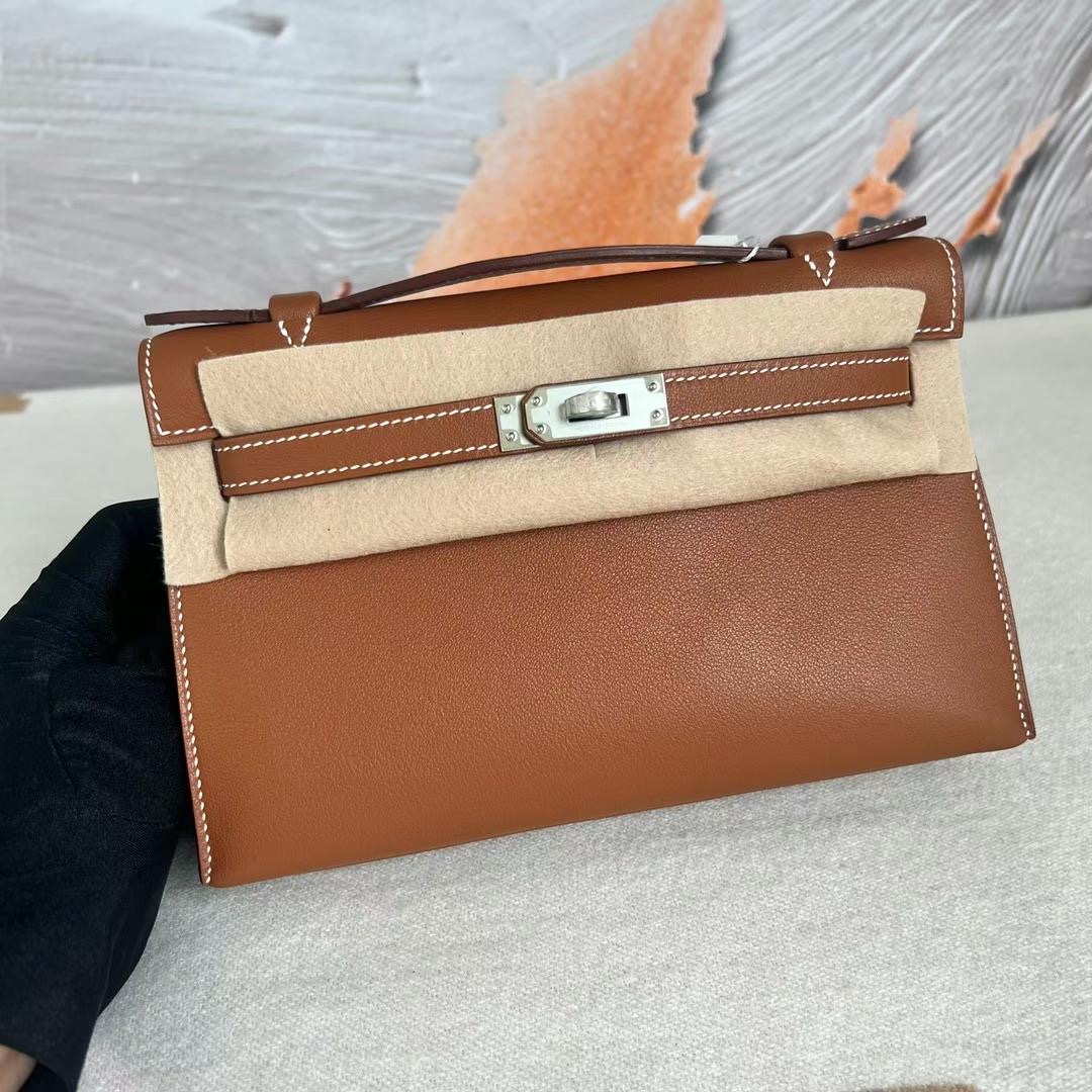 愛馬仕包包新加坡價格及圖片大全 Hermes Mini Kelly Pochette Swift Gold 金棕色 銀扣