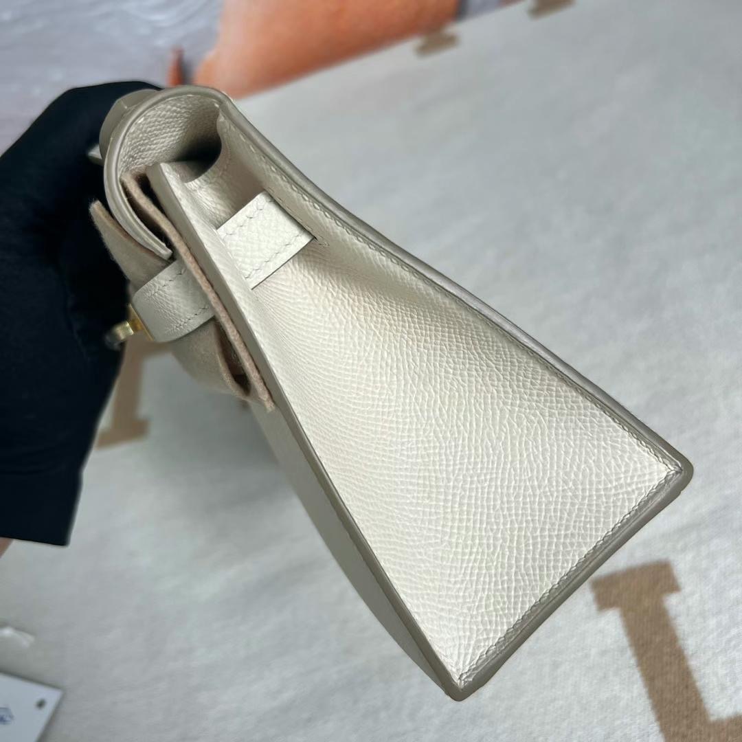 愛馬仕包包新加坡官網價格及圖片 Hermes Mini Kelly Pochette Epsom Craie 奶昔白金扣