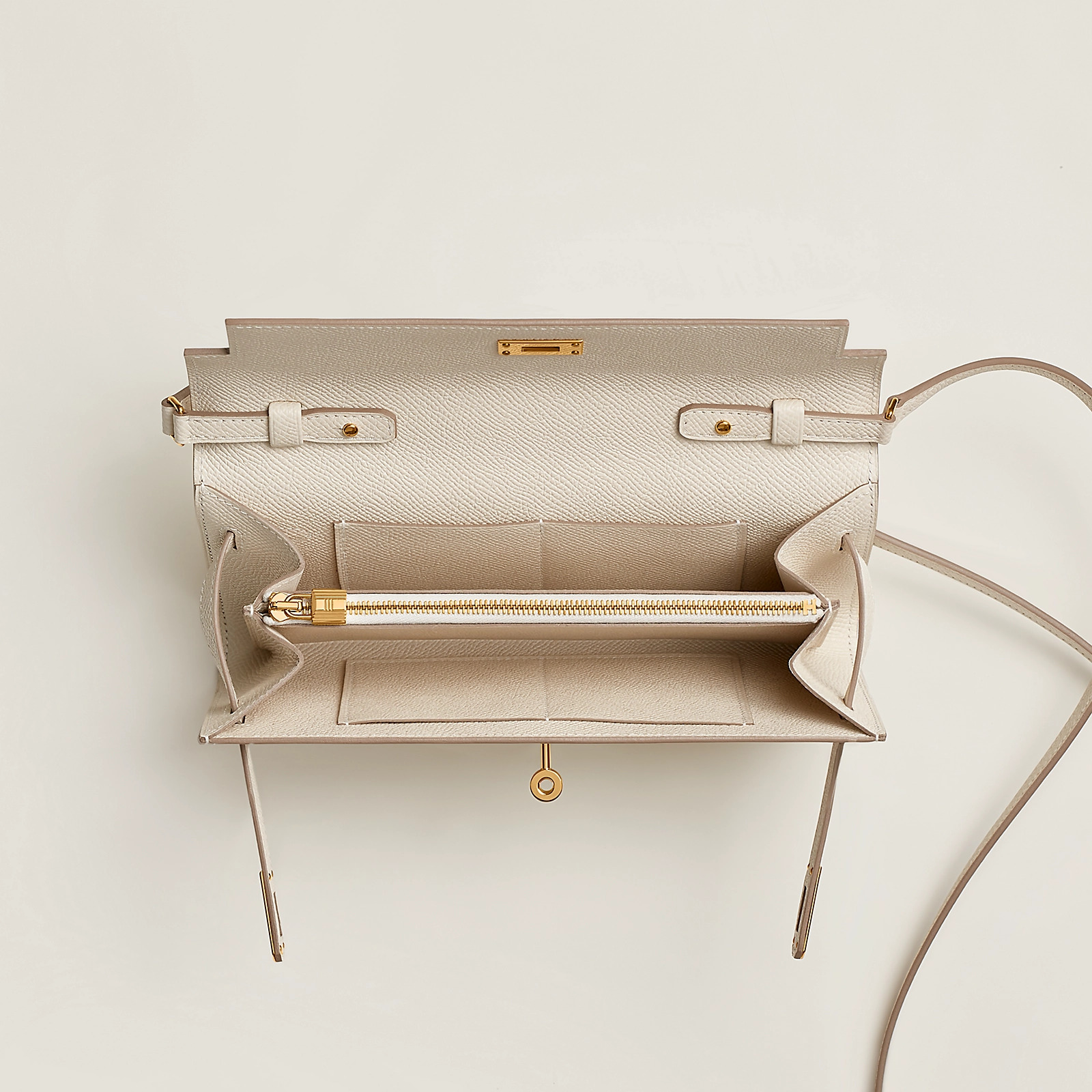 愛馬仕 Hermes Kelly Classique To Go Wallet Epsom 錢包 粉筆白 金扣