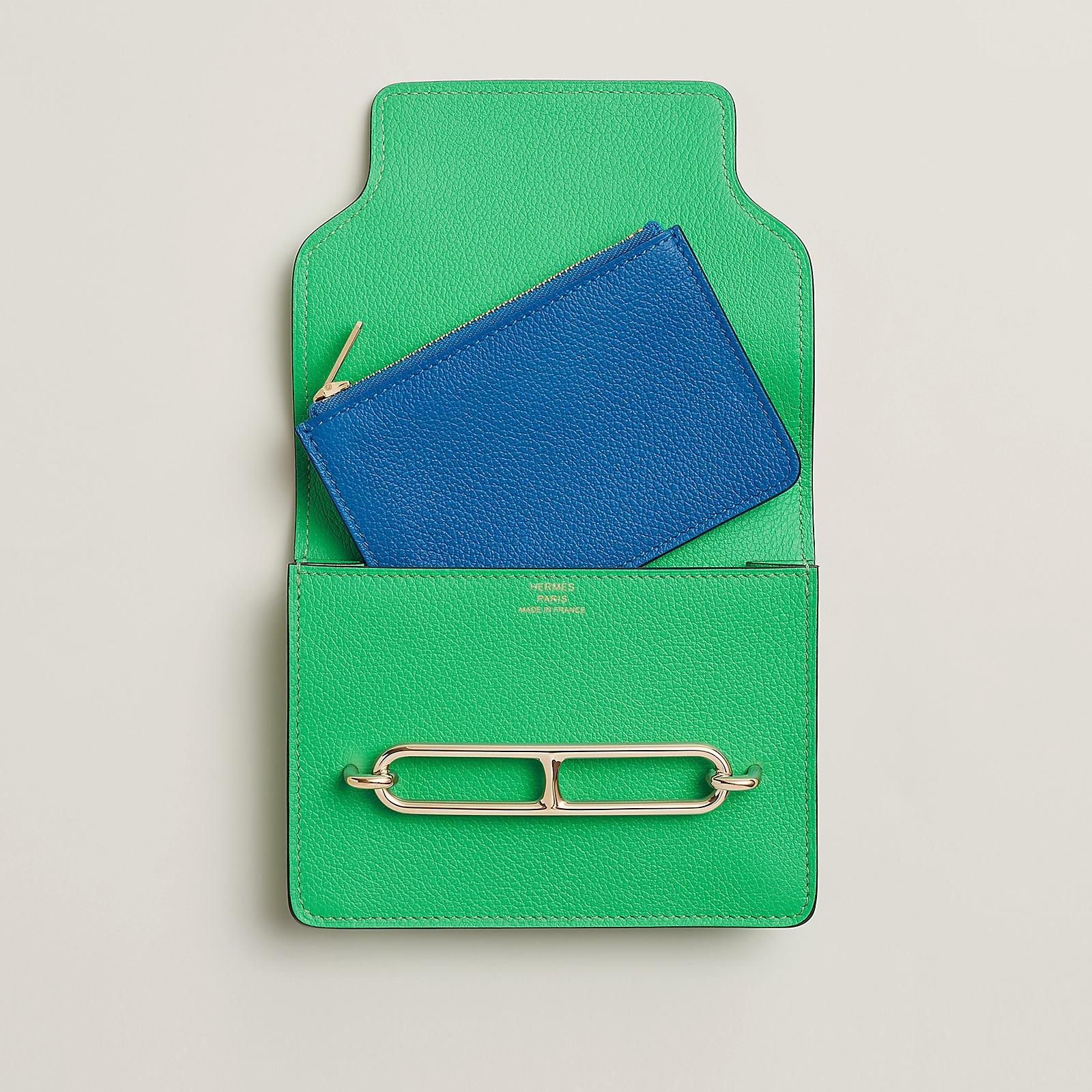 愛馬仕 Hermes Roulis Slim wallet Evercolor 錢包 漫畫綠 / 馬賽克藍