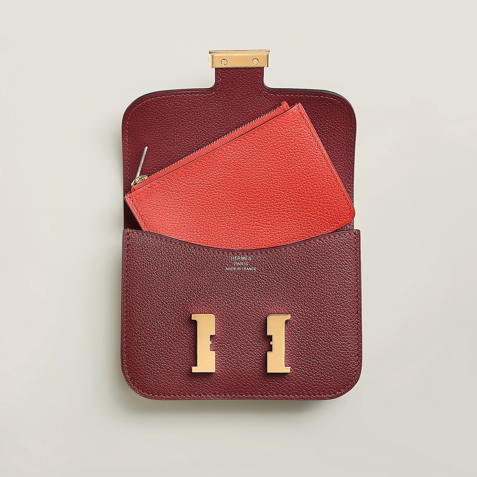 愛馬仕 Hermes Constance Slim wallet Evercolor 錢包 愛馬仕紅 / 原野橙