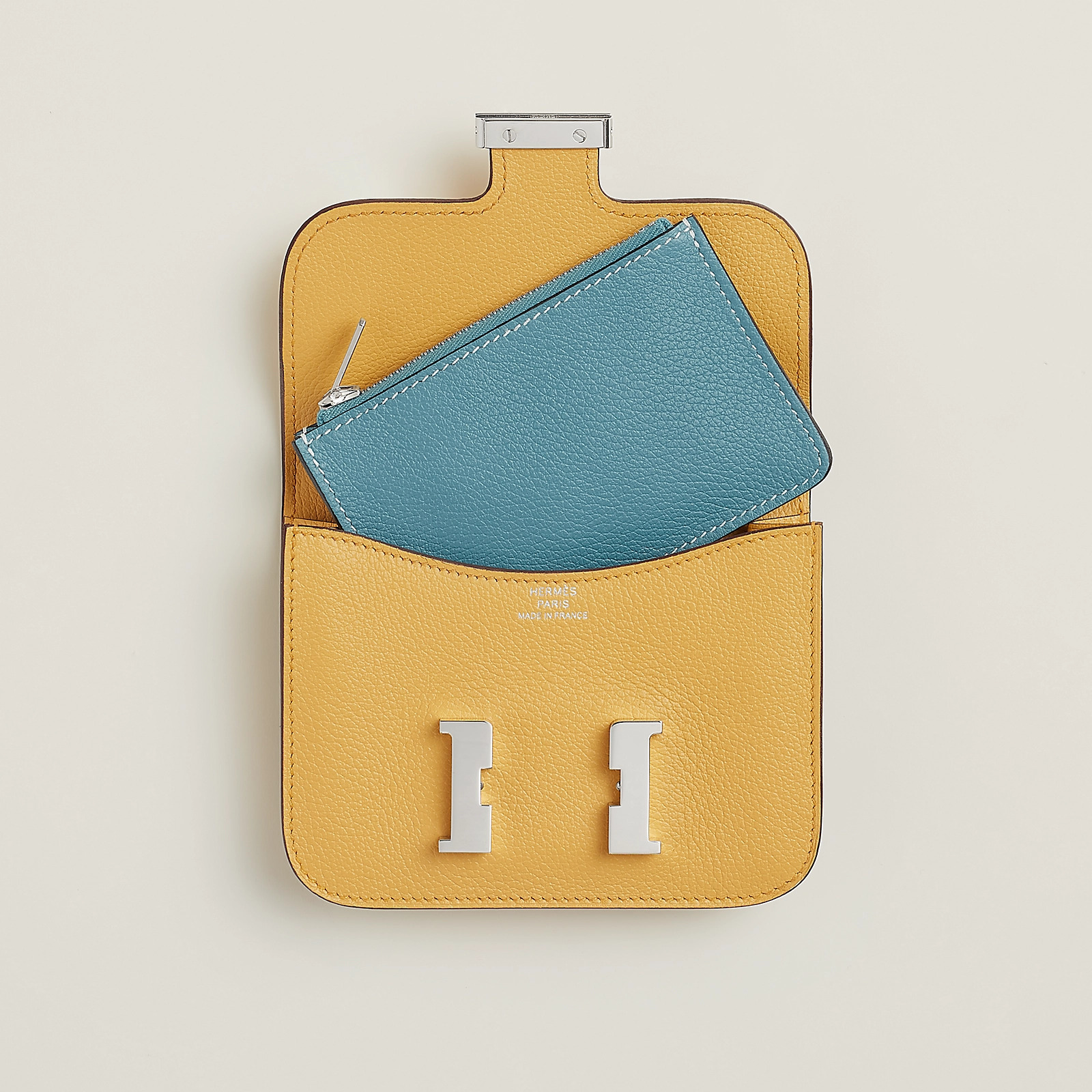 Hermes Constance Slim wallet Evercolor 錢包 陽光金色 / 牛仔藍