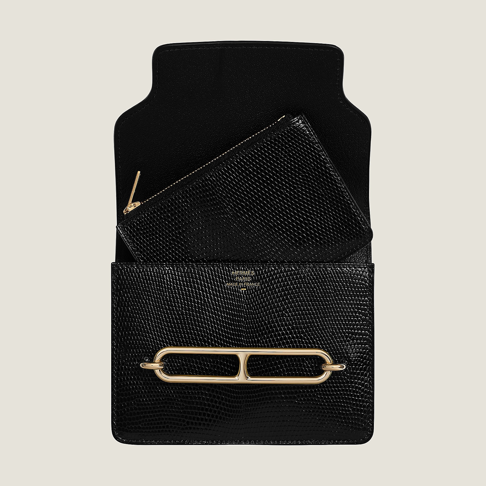 愛馬仕 Hermes Roulis Slim wallet Lizard 亮面尼羅河蜥蜴皮 錢包 黑色