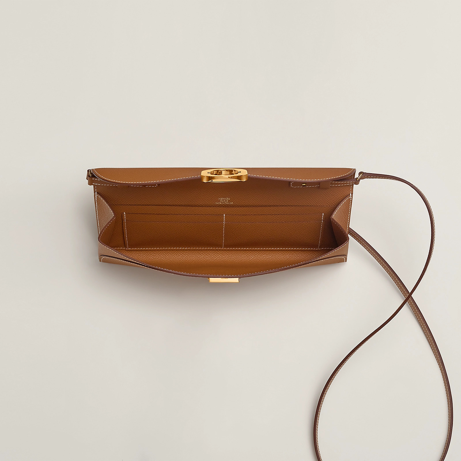 愛馬仕 Hermes Chaine d'Ancre To Go Epsom小牛皮長 豬鼻子錢包 金棕色 金扣