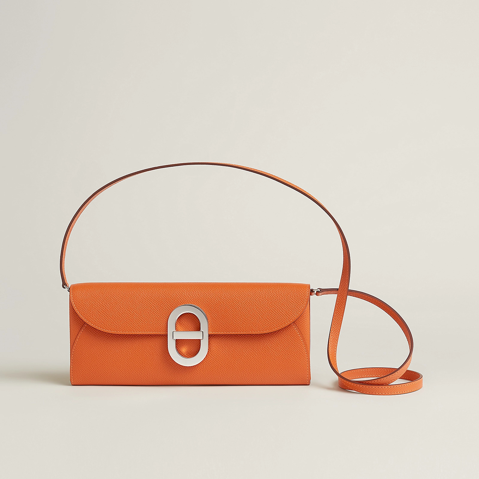 愛馬仕 Hermes Chaine d'Ancre To Go Wallet Epsom 豬鼻子 錢包 橙色 銀扣