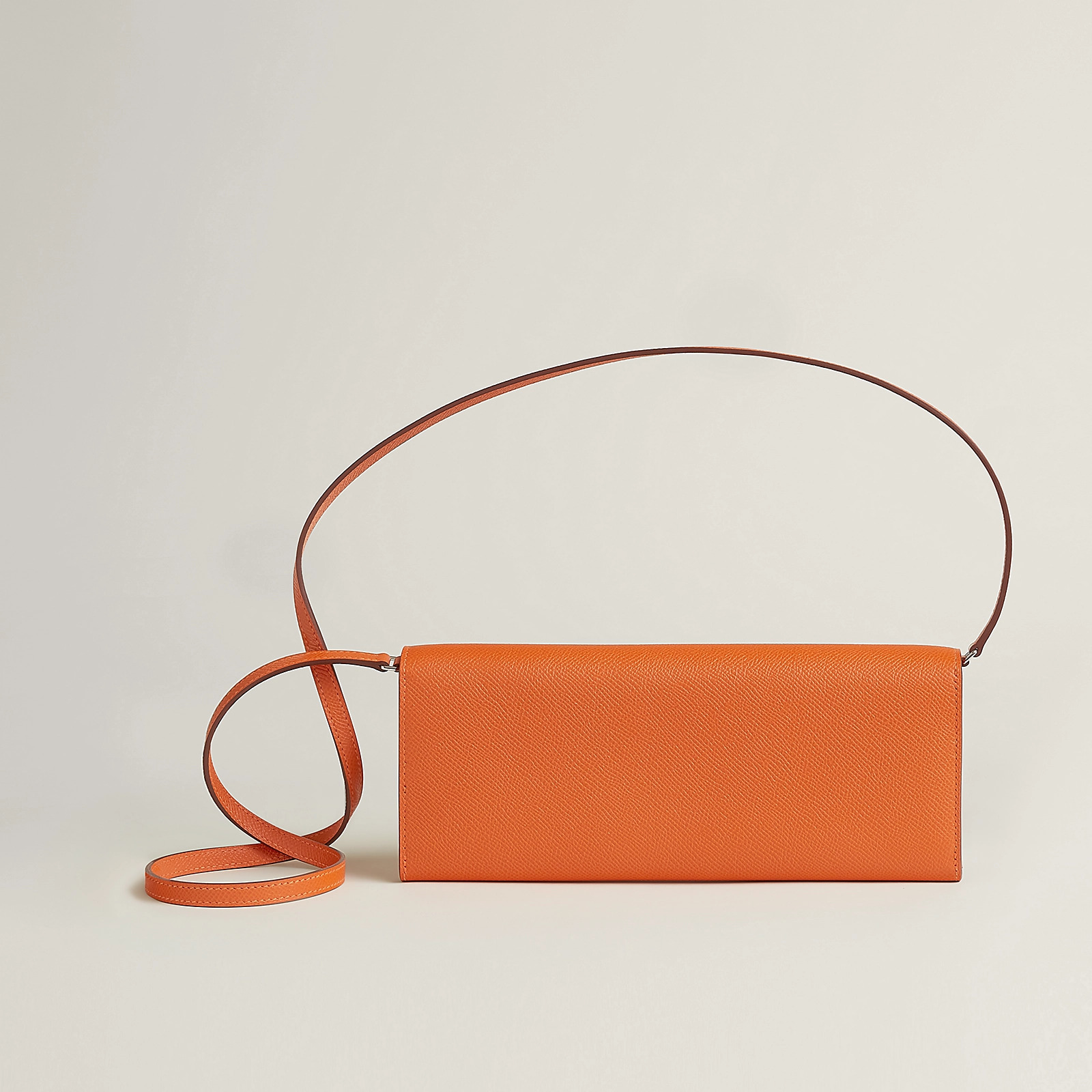 愛馬仕 Hermes Chaine d'Ancre To Go Wallet Epsom 豬鼻子 錢包 橙色 銀扣