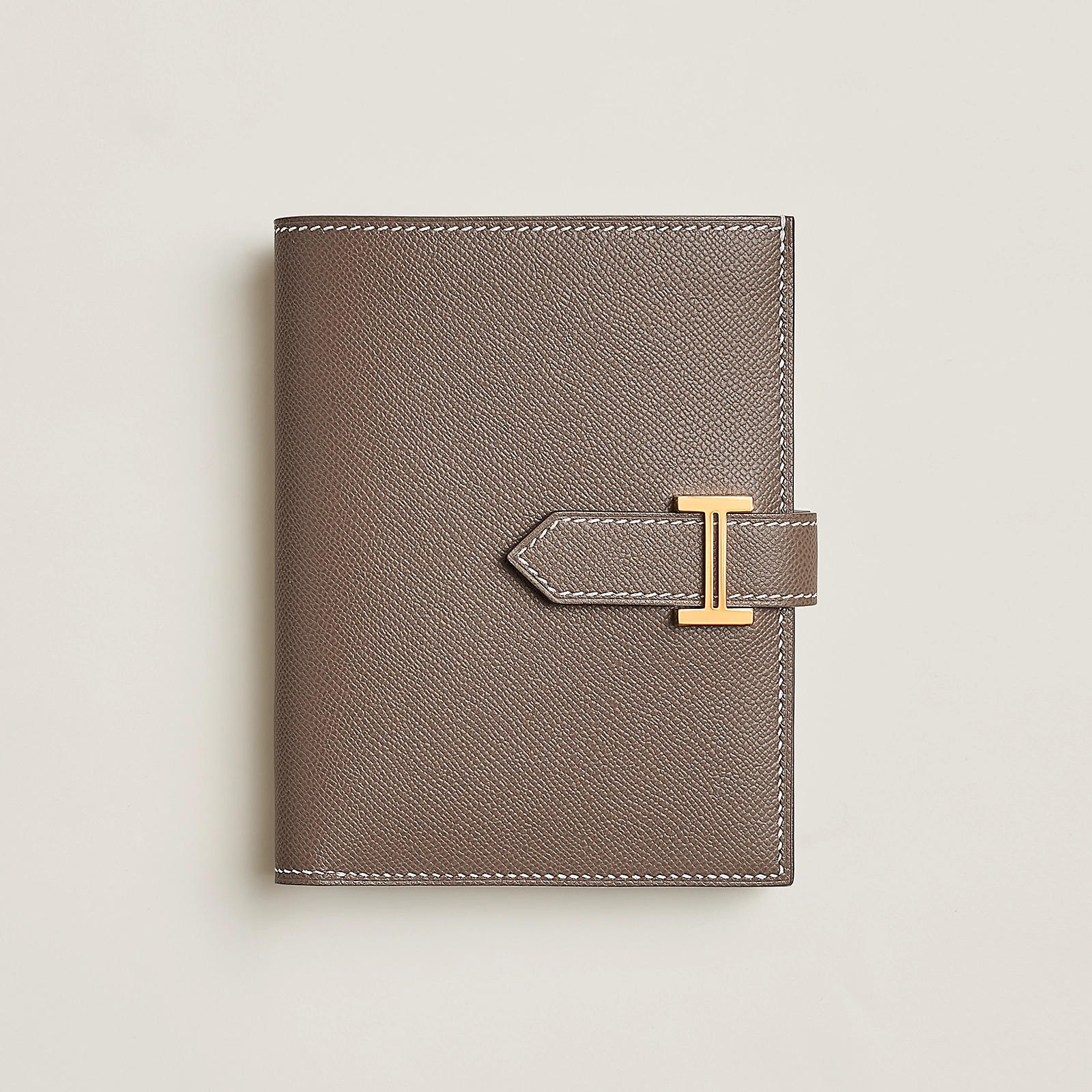 愛馬仕臺灣桃園機場免稅店 Hermes Bearn Short Wallet Madame 小牛皮 大象灰