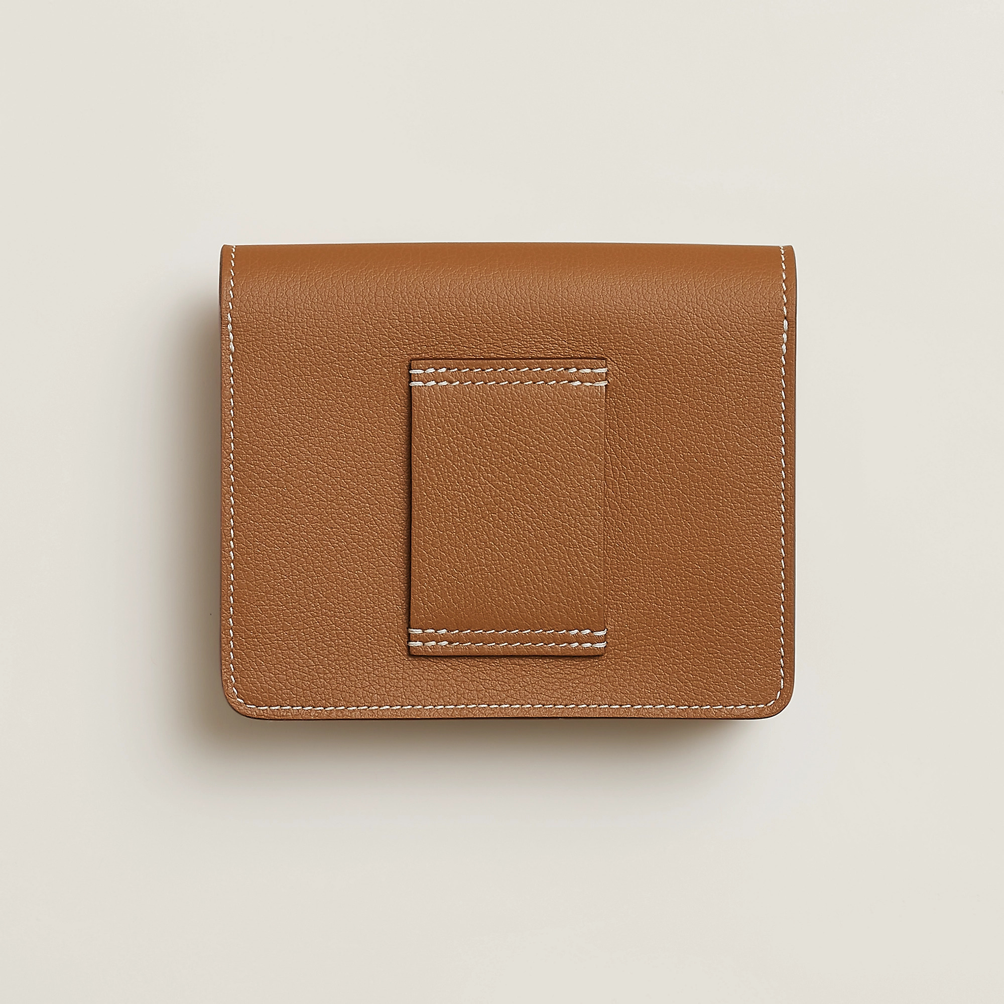 愛馬仕 Hermes Roulis Slim wallet Evercolor 金棕色 淺金色金屬 小牛皮錢包