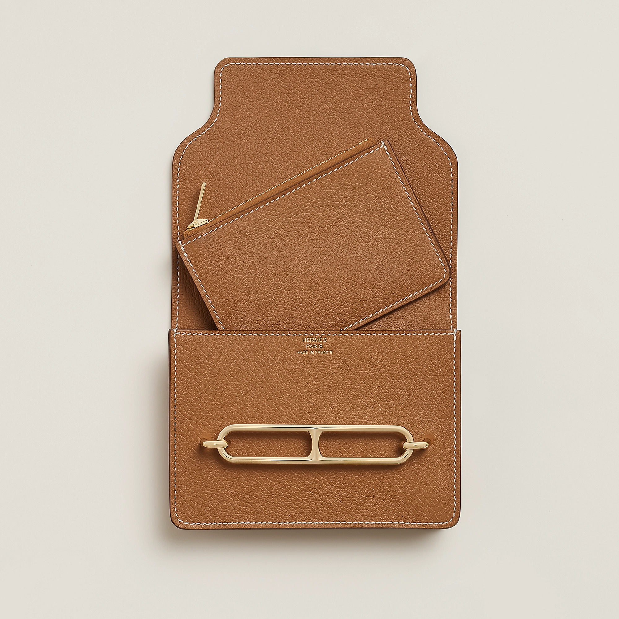 愛馬仕 Hermes Roulis Slim wallet Evercolor 金棕色 淺金色金屬 小牛皮錢包