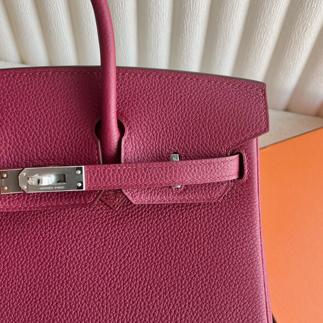 愛馬仕新款包包官網 Hermès Birkin 25 Togo 顏色K1 Rouge Grenat 石榴紅銀色五金
