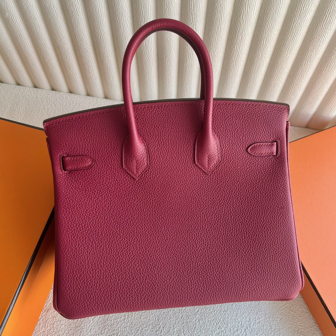 愛馬仕新款包包官網 Hermès Birkin 25 Togo 顏色K1 Rouge Grenat 石榴紅銀色五金