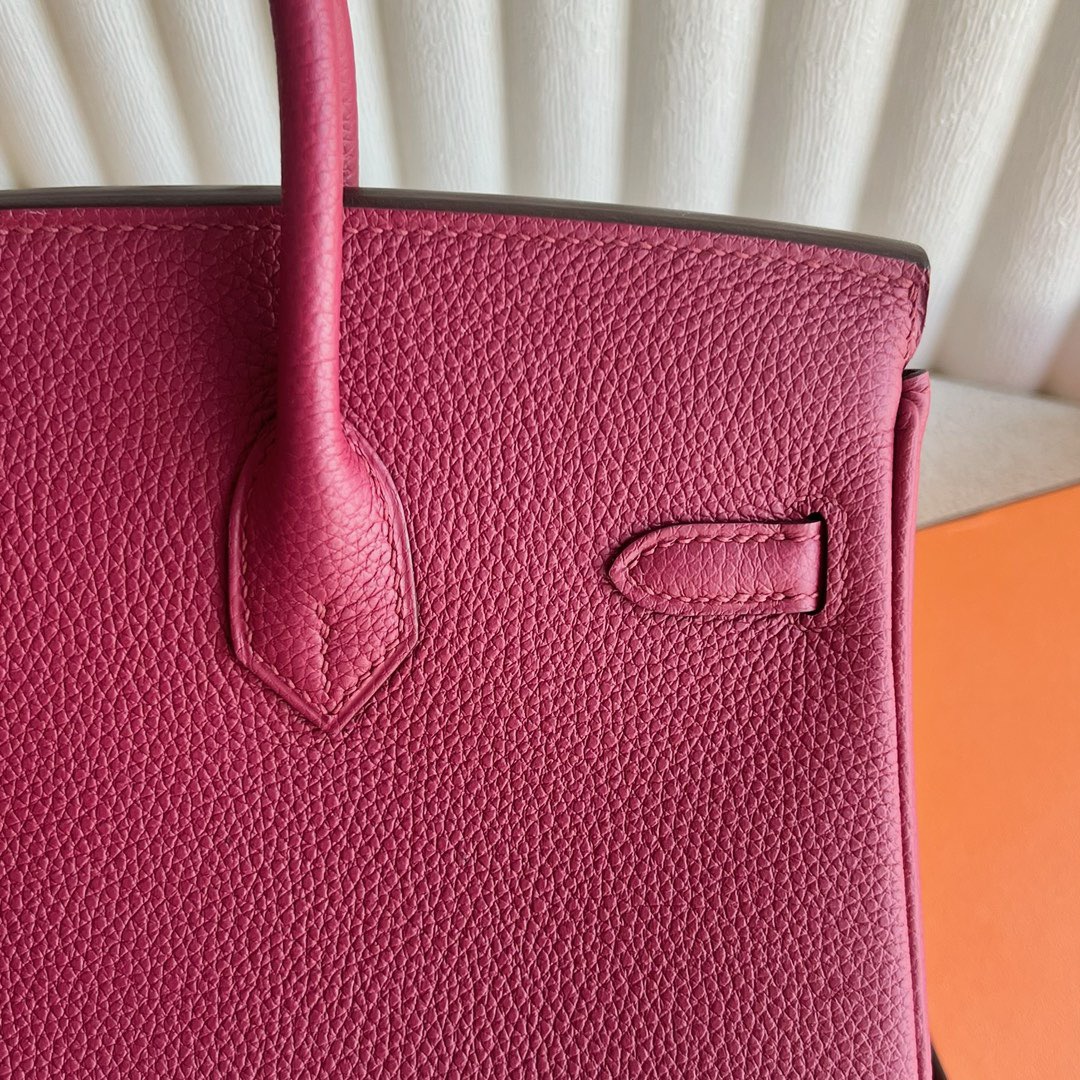 愛馬仕新款包包官網 Hermès Birkin 25 Togo 顏色K1 Rouge Grenat 石榴紅銀色五金