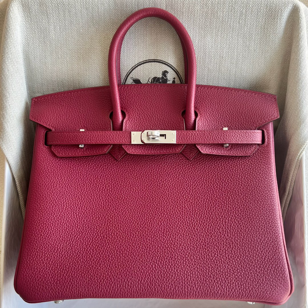 愛馬仕新款包包官網 Hermès Birkin 25 Togo 顏色K1 Rouge Grenat 石榴紅銀色五金