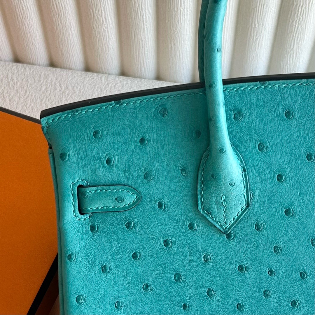 愛馬仕包包臺灣專賣店 Hermès Birkin 25 南非Klein Karoo鴕鳥皮Vert verone維羅納綠內拼Rose Azalee杜鵑粉新唇膏粉