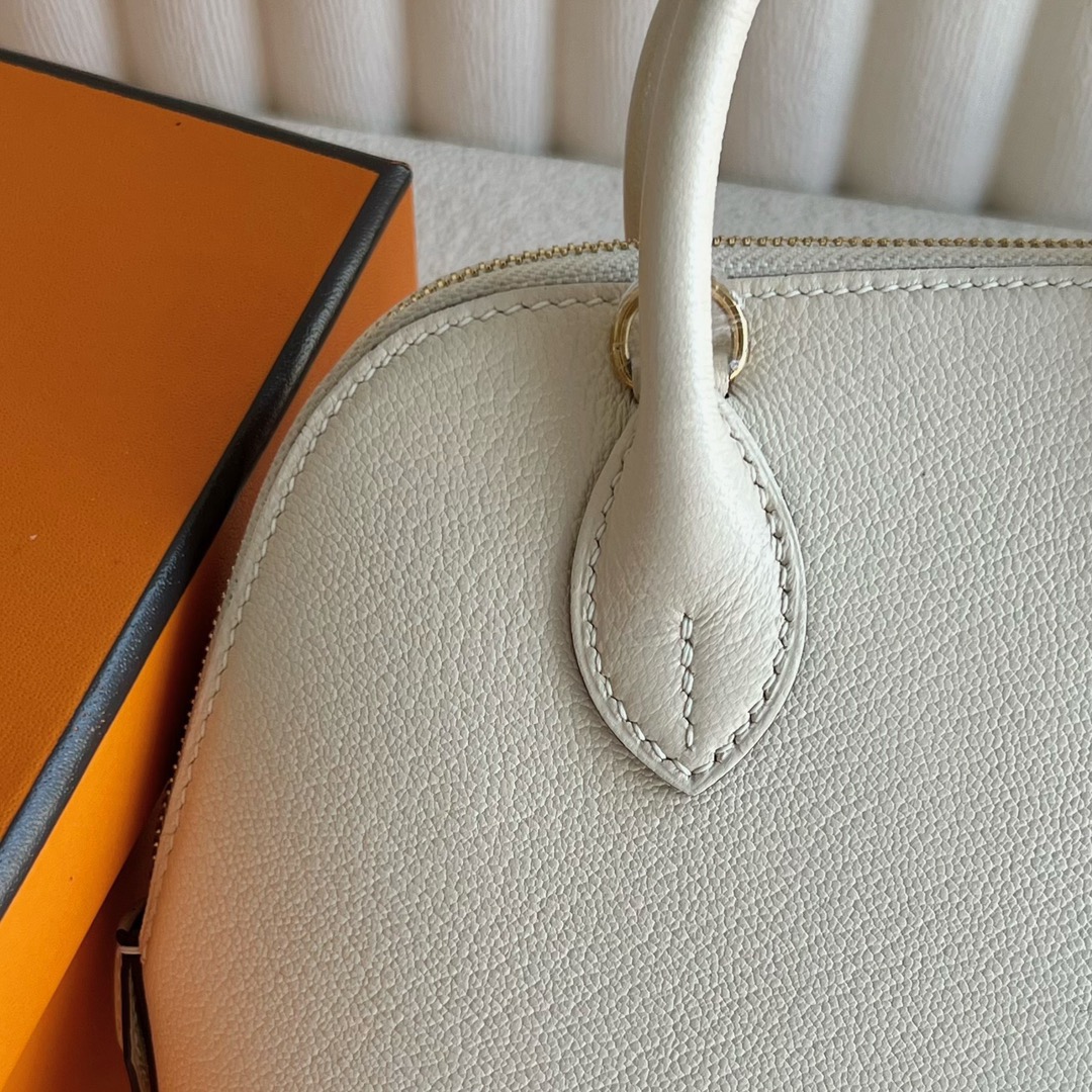 愛馬仕包包旗艦店Hermès Mini Bolide 20 山羊皮顏色I2 Nata 奶油白金色五金