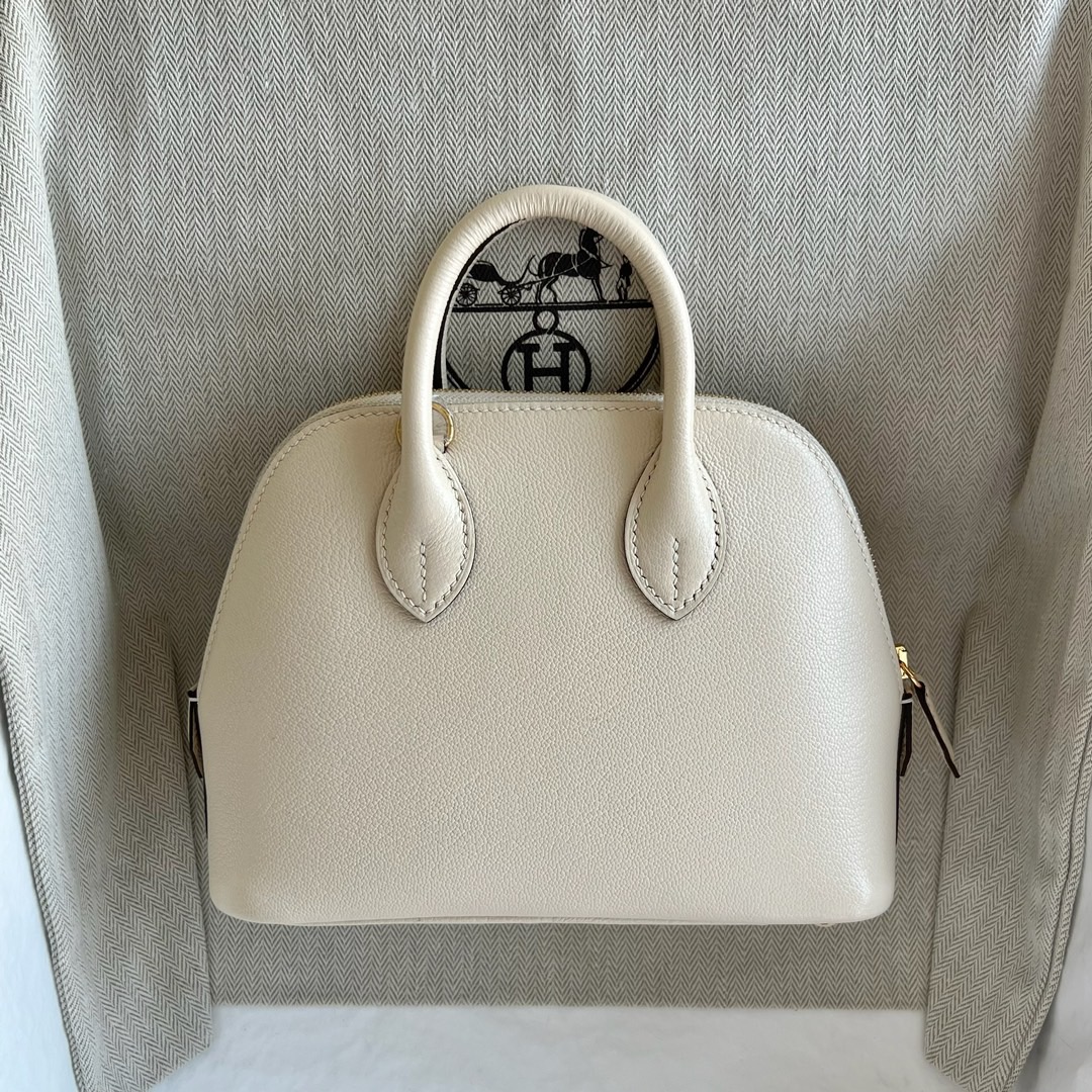 愛馬仕包包旗艦店Hermès Mini Bolide 20 山羊皮顏色I2 Nata 奶油白金色五金