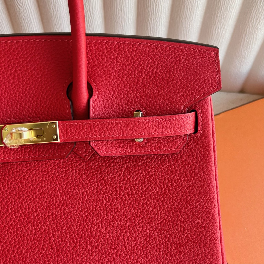 愛馬仕包包旗艦店入口 Hermès Birkin 25 Togo Leather Color S3 Rouge coeur心紅色金色五金