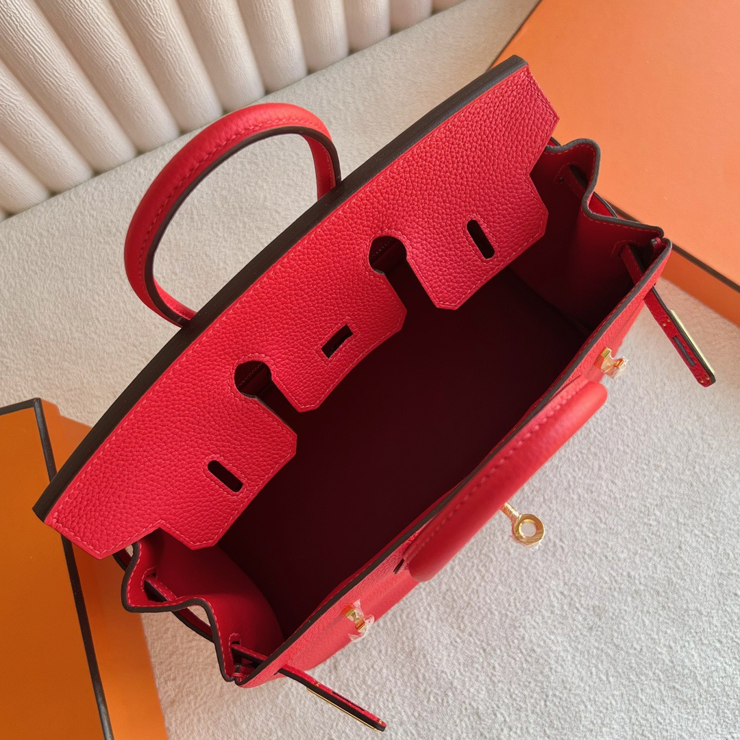 愛馬仕包包旗艦店入口 Hermès Birkin 25 Togo Leather Color S3 Rouge coeur心紅色金色五金